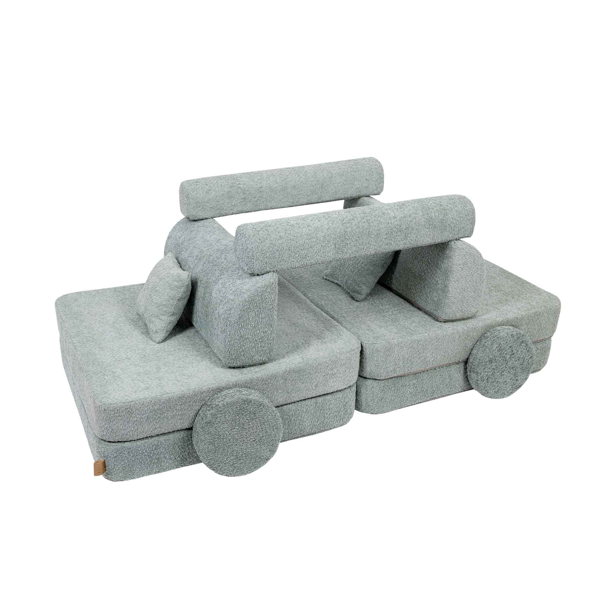 The MeowBaby® Mint Boucle Play Sofa | Kids Play Sofa Mint Boucle | Mint Boucle Modular Sofa for Kids |