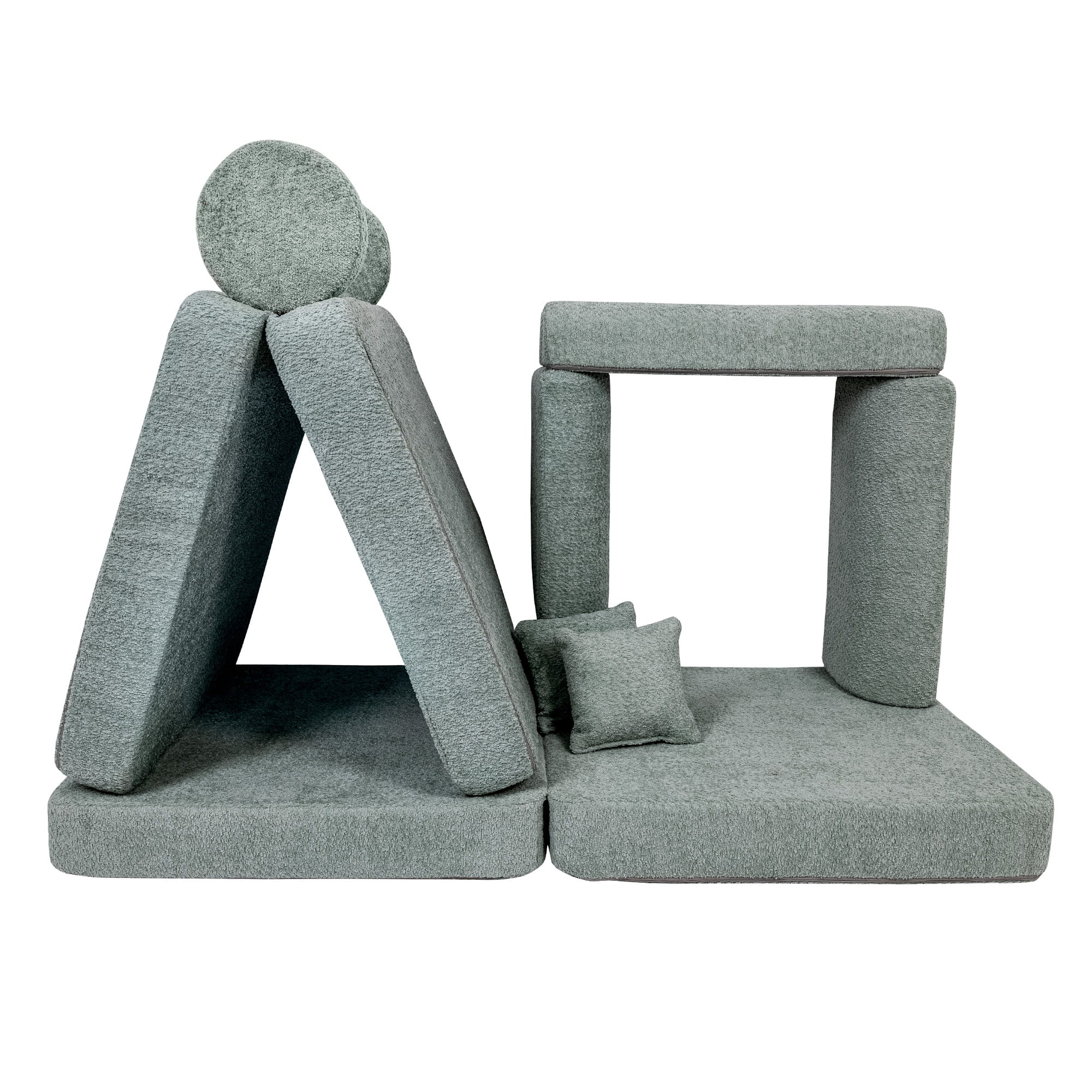 The MeowBaby® Mint Boucle Play Sofa | Kids Play Sofa Mint Boucle | Mint Boucle Modular Sofa for Kids |