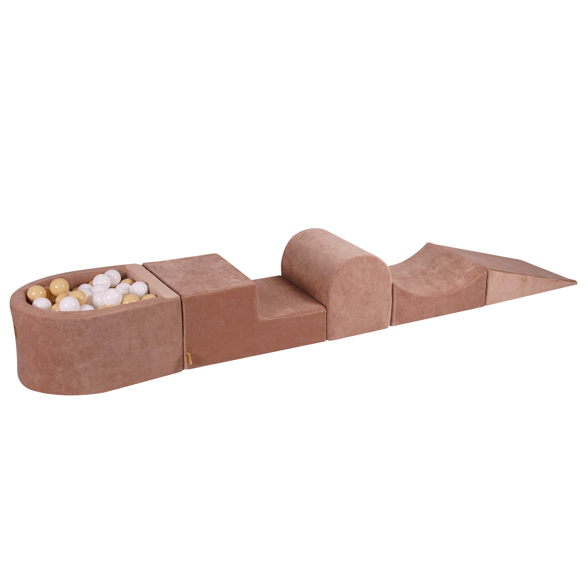 Beige Soft Play Set + Ball Pit + Balls | Beige Foam Soft Play Set with Climbing Blocks and Ball Pit | Foam Playset with Small Ball Pit Playground for Children |