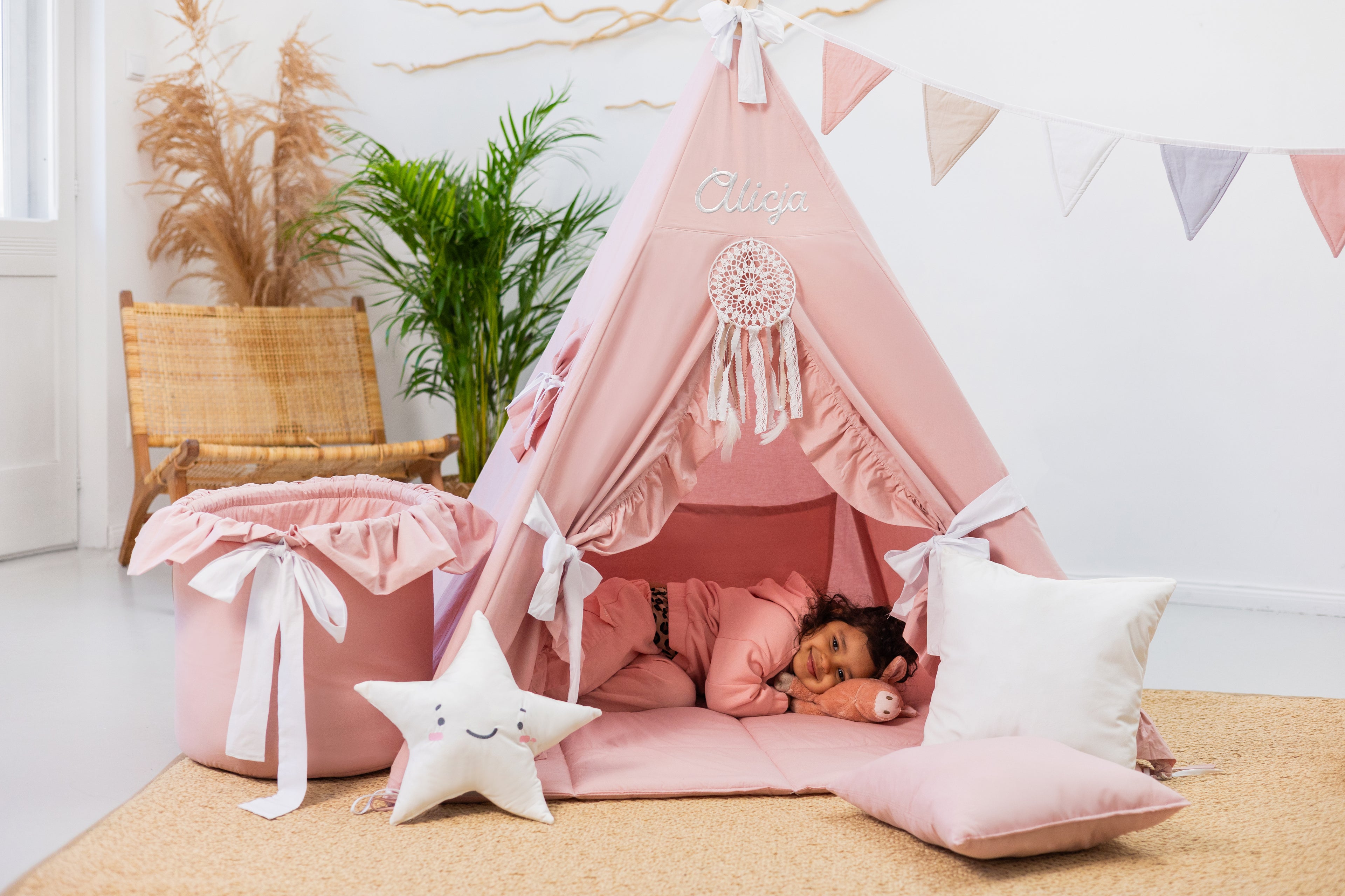 Kids Teepee Tent - Pink Bow Palace
