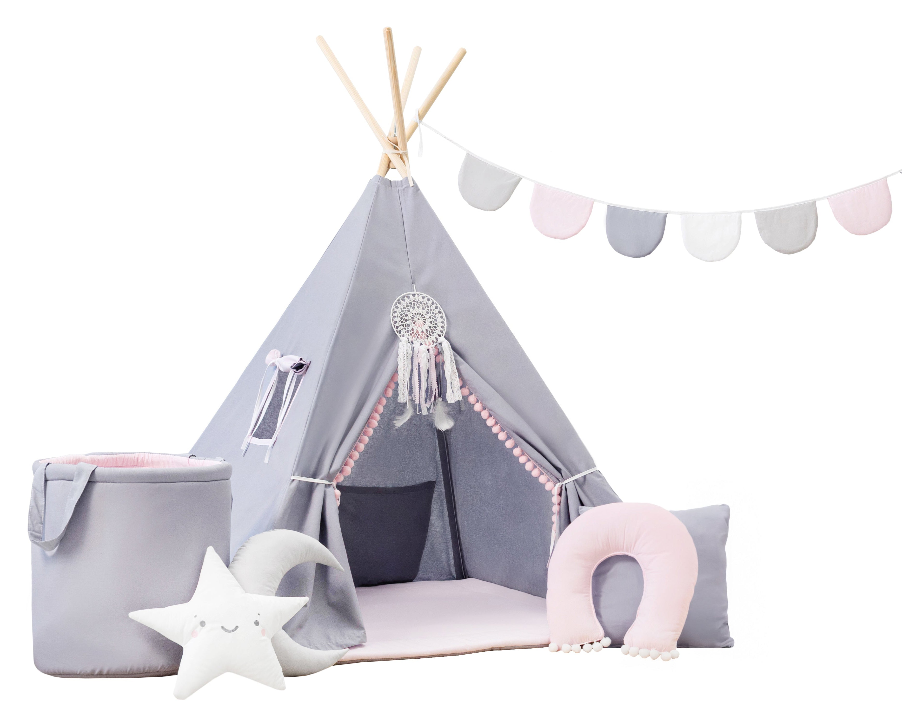 Grey Teepee and Pink teepee | Grey Teepee Tent | Grey Tent | teepee tent for girls |