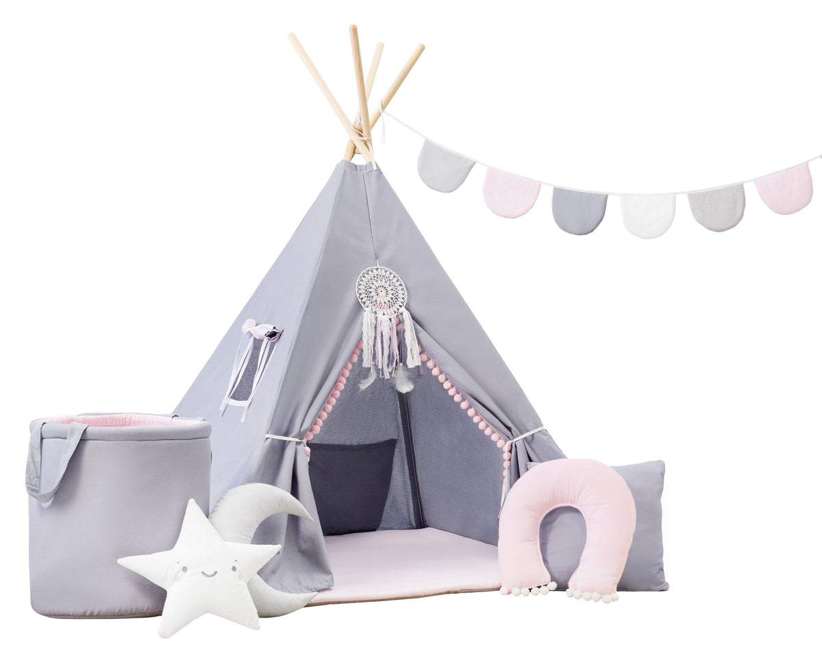 Grey Teepee and Pink teepee | Grey Teepee Tent | Grey Tent | teepee tent for girls |