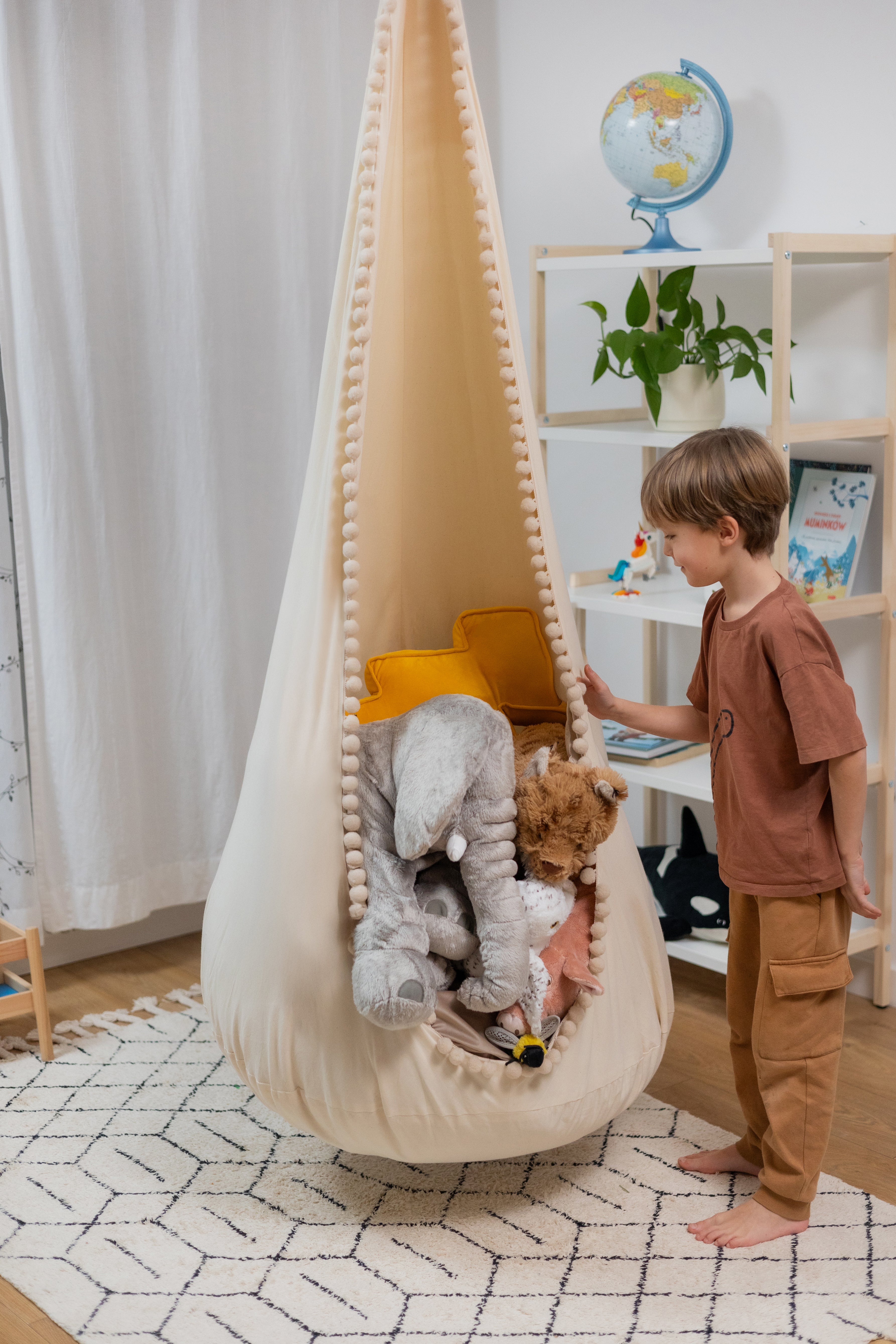 Large Kids Cocoon Swing - Truffle Pom-Pom