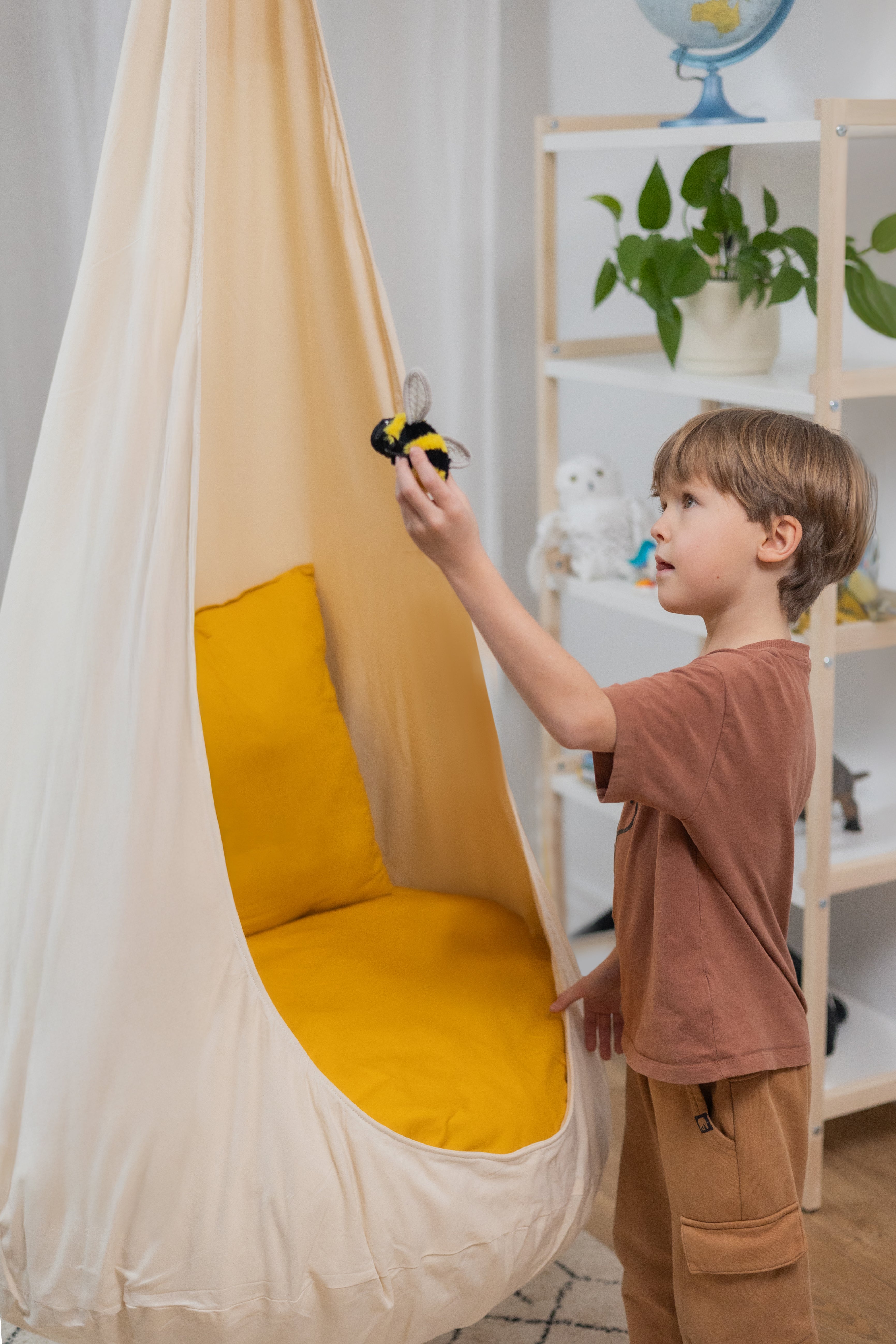 cream cocoon swing | kids cocoon swing | hanging cocoon swings | indoor swing | kids hanging chair swing | cream cocoon swing for kids |