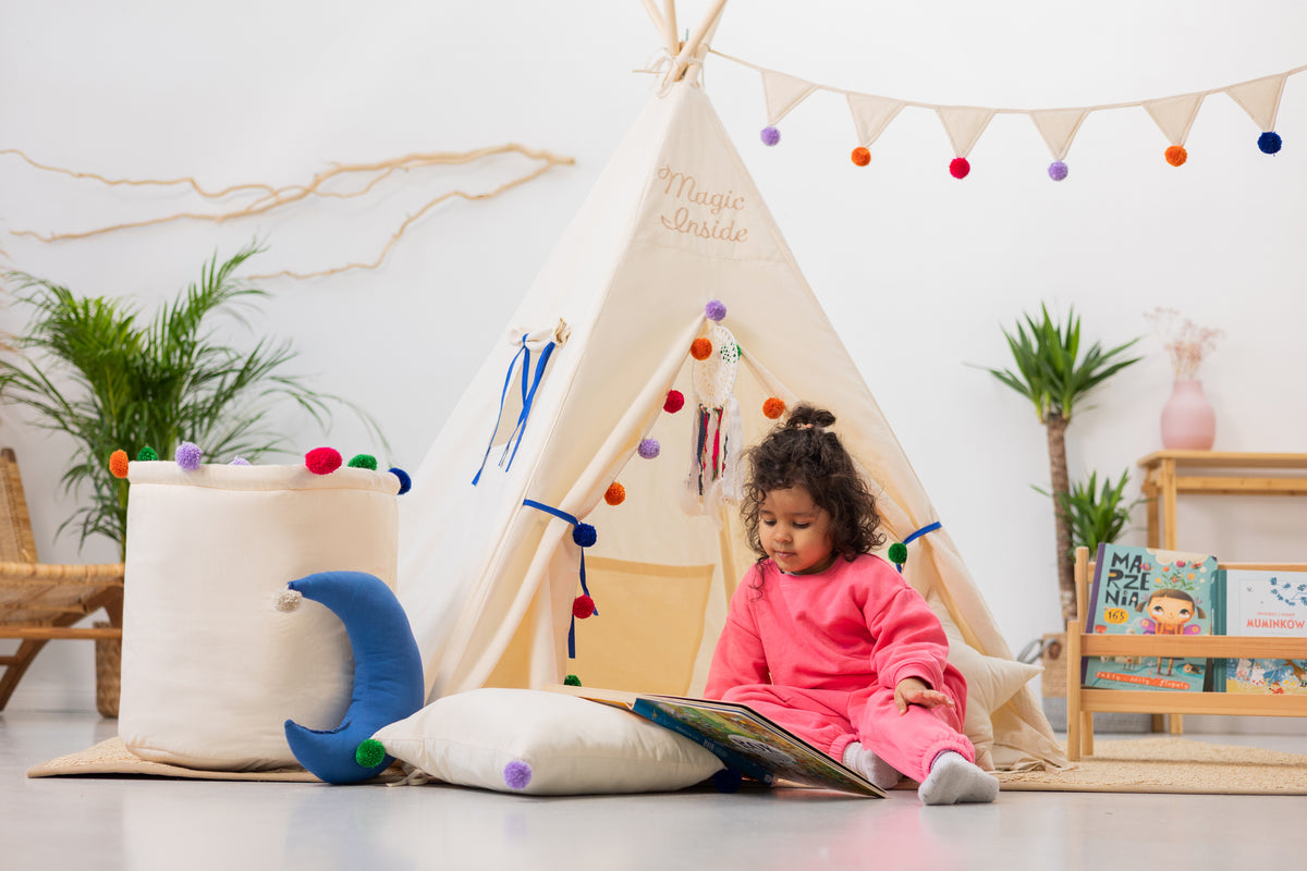 Cream Teepee Tent | Teepee with Pom-poms | Kids Teepee | Teepee Tent for Kids | Kids Teepee Tent | Cream Teepee | Baby Teepee | Teepees for Girls | Teepees for Boys | Cream Tent | Teepees for Kids | Teepee | Tipi |