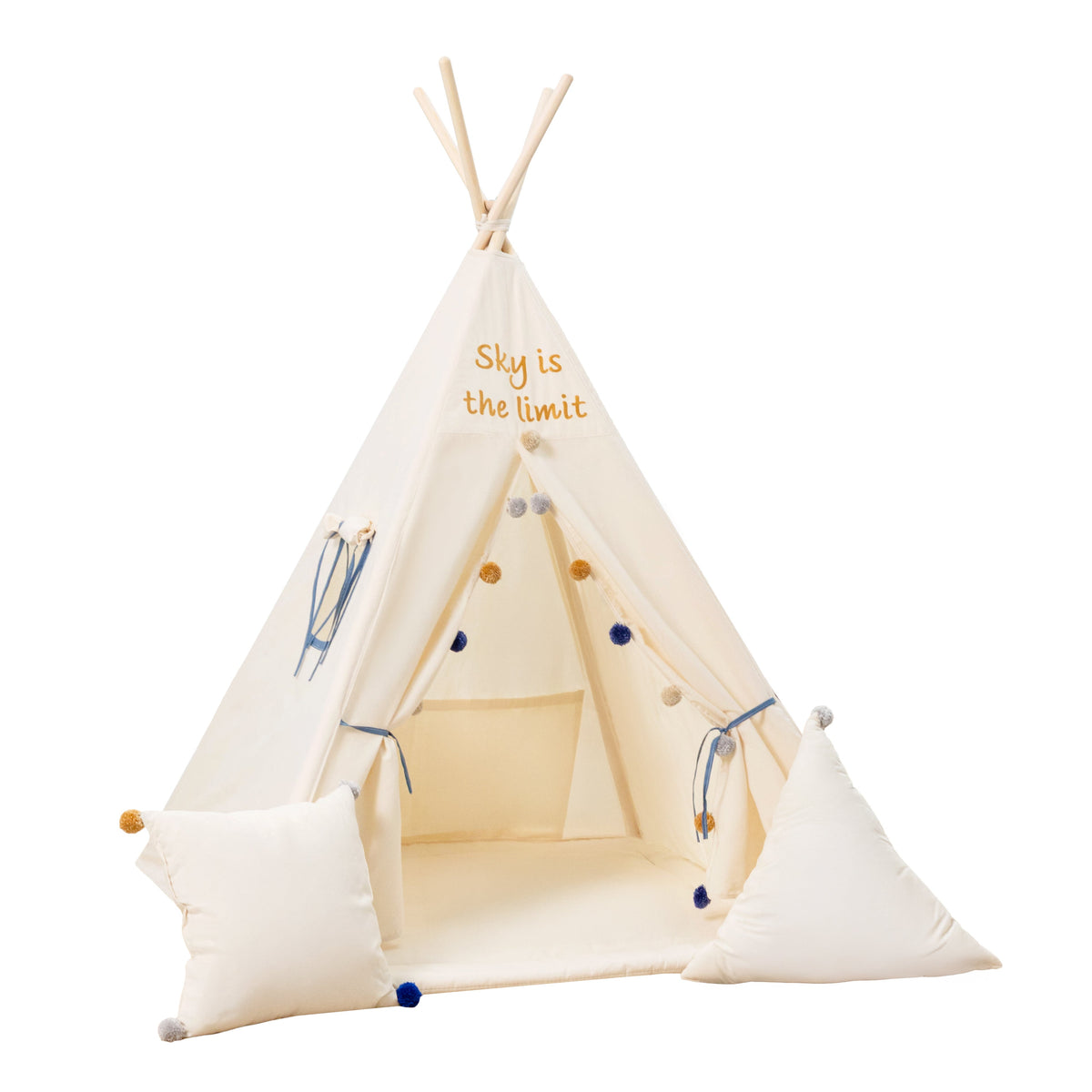 Cream Teepee Tent | Teepee with Pom-poms | Kids Teepee | Teepee Tent for Kids | Kids Teepee Tent | Cream Teepee | Baby Teepee | Teepees for Girls | Teepees for Boys | Cream Tent | Teepees for Kids | Teepee | Tipi |