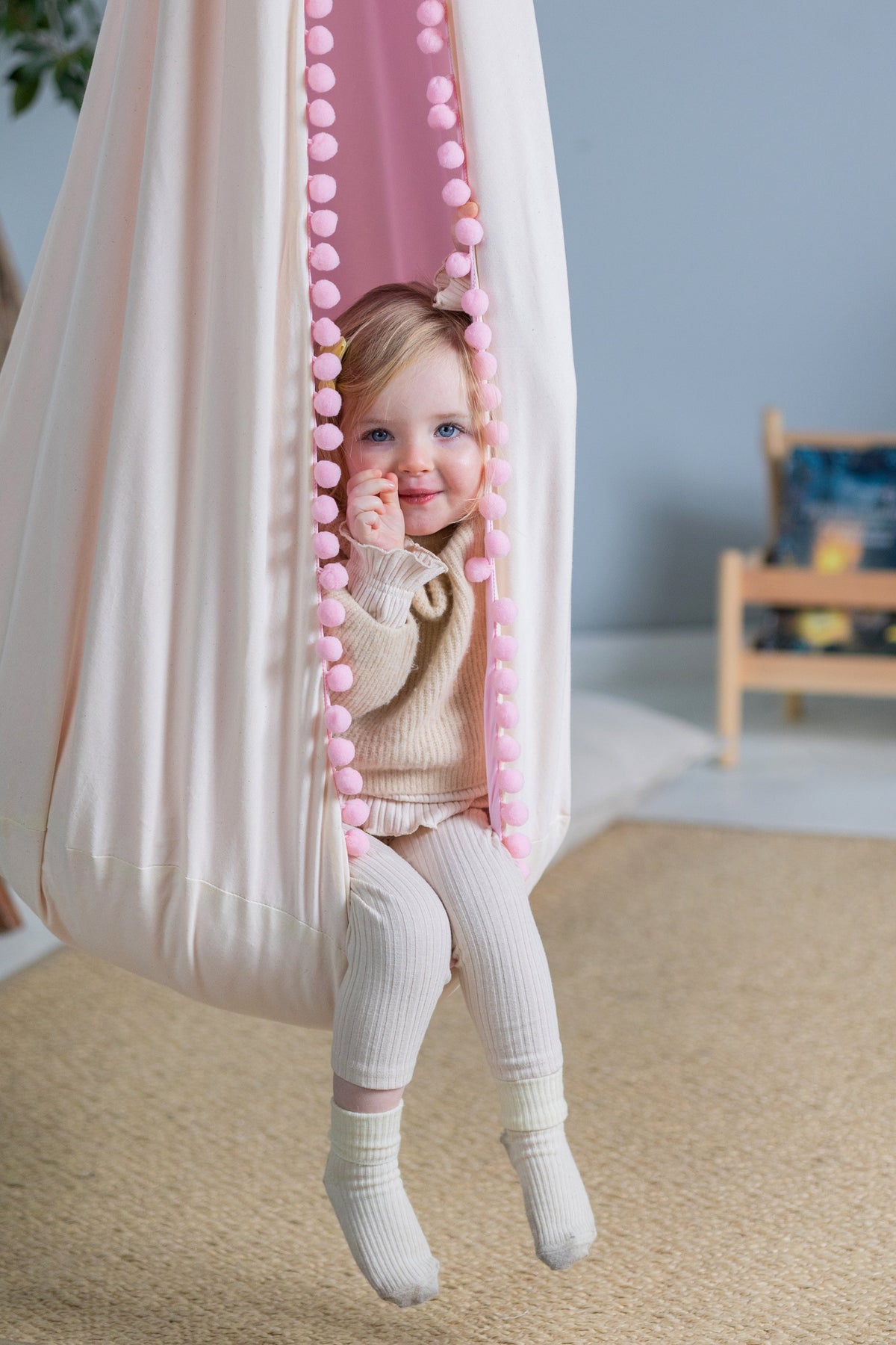 pink cocoon swing | kids cocoon swing | hanging cocoon swings | indoor swing | kids hanging chair swing | pink cocoon swing for kids |