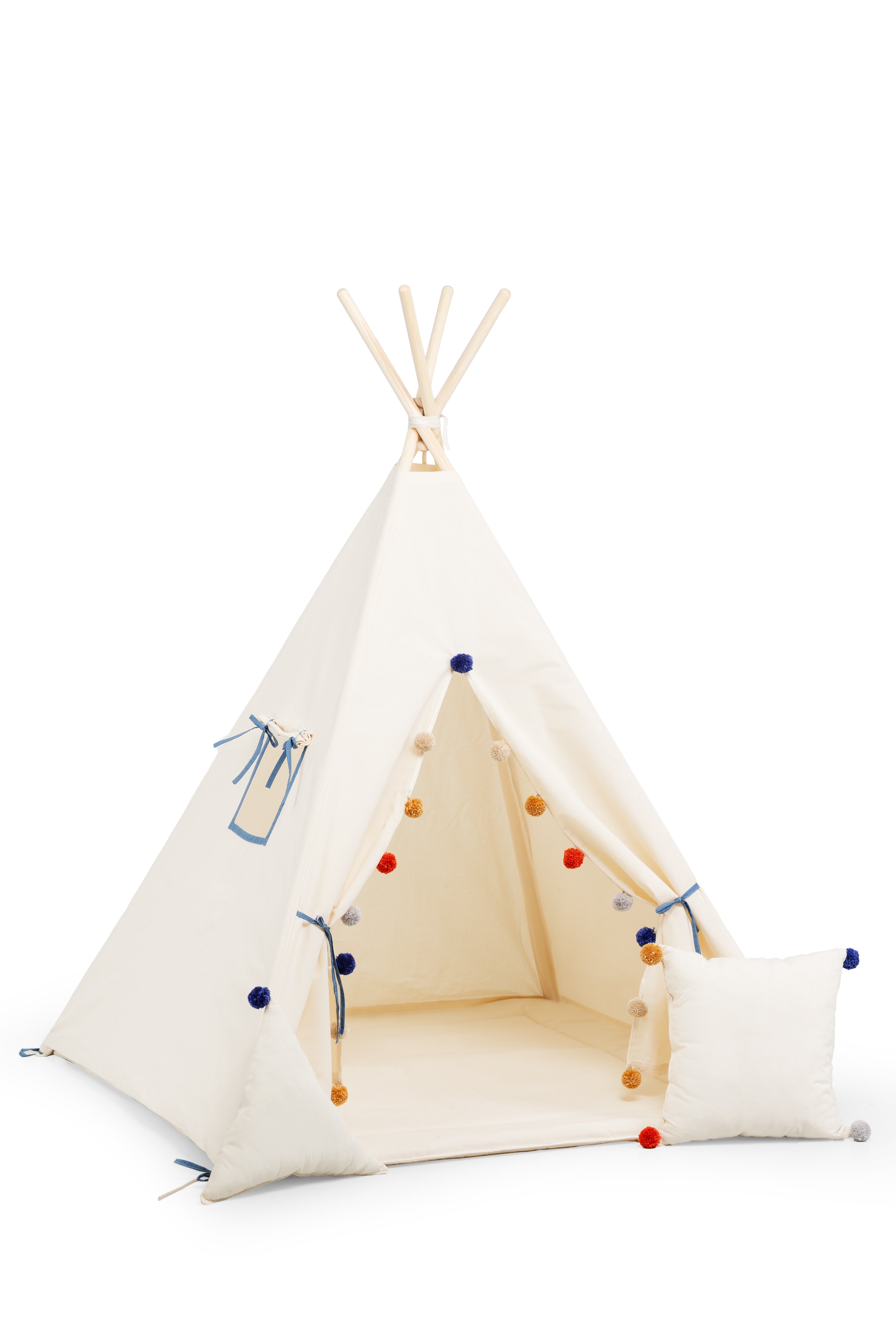 Cream Teepee Tent | Teepee with Pom-poms | Kids Teepee | Teepee Tent for Kids | Kids Teepee Tent | Cream Teepee | Baby Teepee | Teepees for Girls | Teepees for Boys | Cream Tent | Teepees for Kids | Teepee | Tipi |
