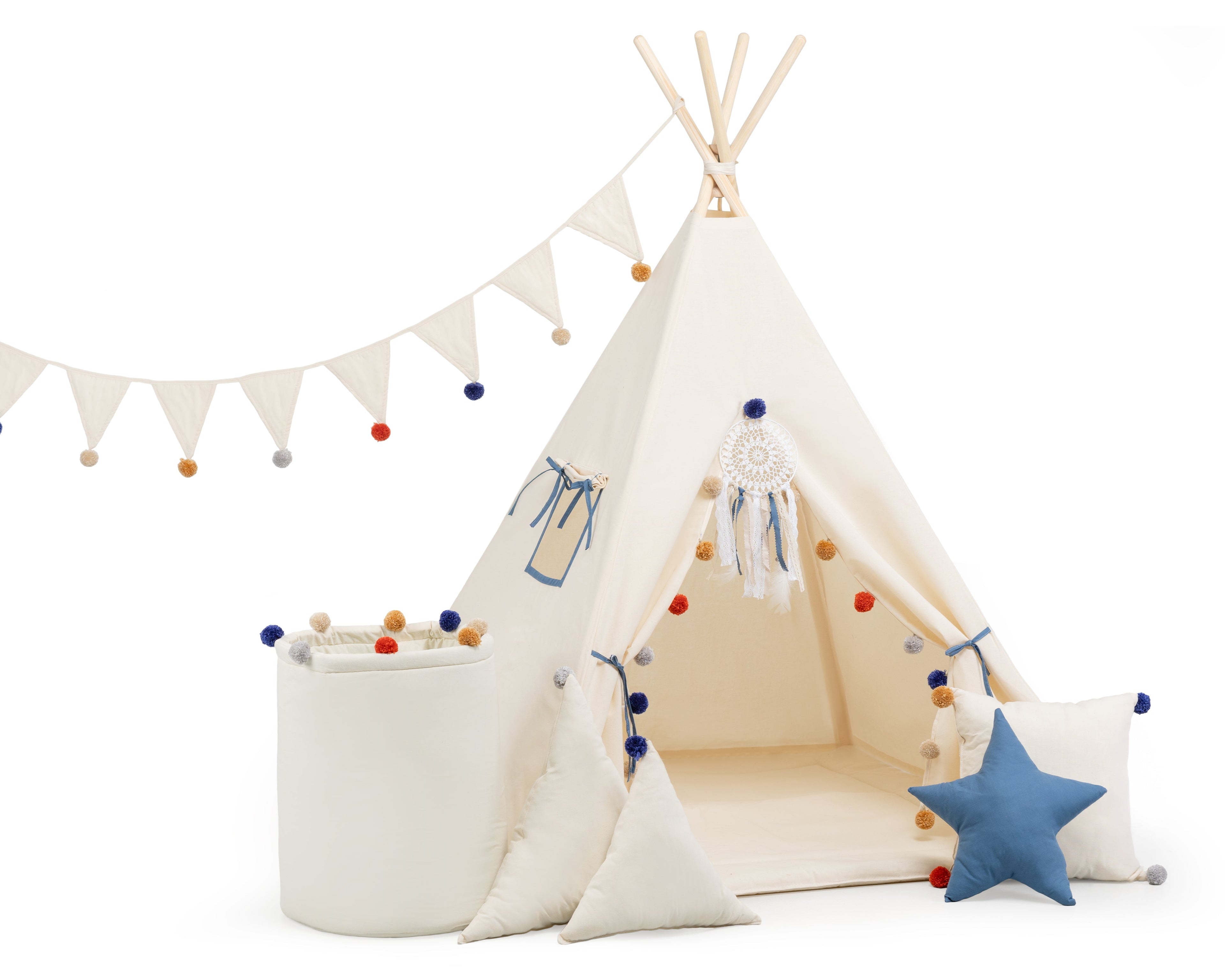 Cream Teepee Tent | Teepee with Pom-poms | Kids Teepee | Teepee Tent for Kids | Kids Teepee Tent | Cream Teepee | Baby Teepee | Teepees for Girls | Teepees for Boys | Cream Tent | Teepees for Kids | Teepee | Tipi |