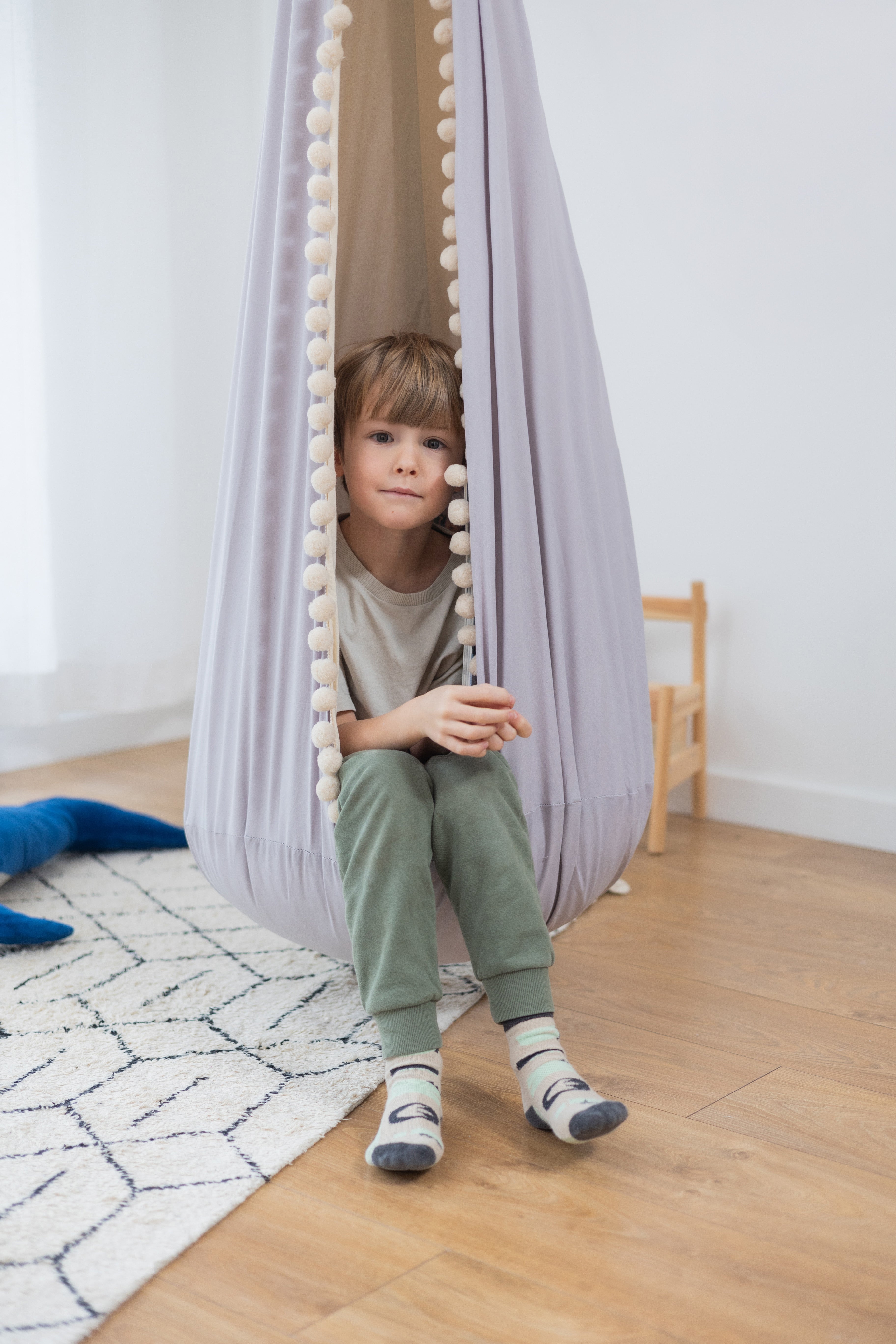 beige cocoon swing | kids cocoon swing | hanging cocoon swings | indoor swing | kids hanging chair swing | beige cocoon swing for kids |