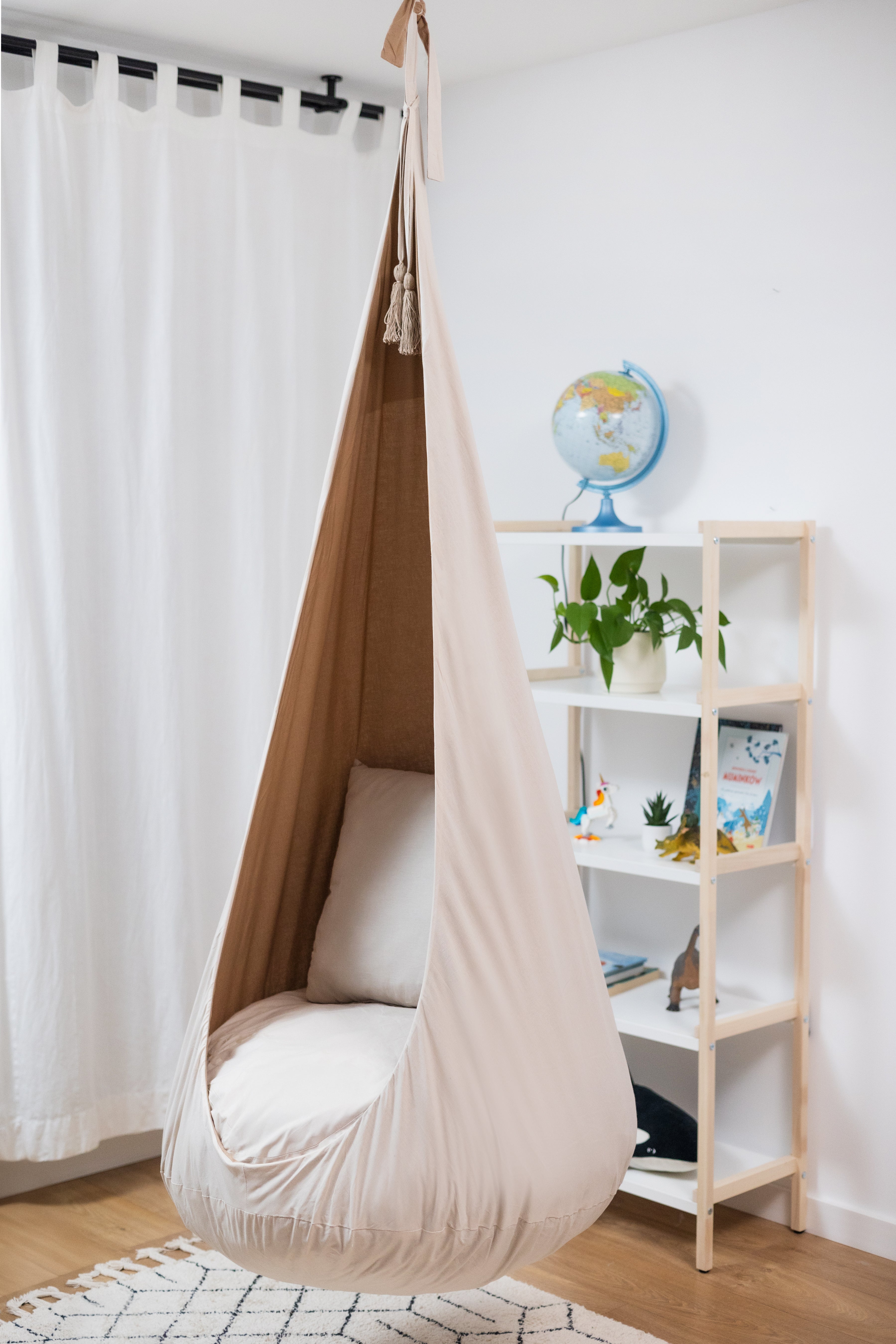 cream/beige cocoon swing | kids cocoon swing | hanging cocoon swings | indoor swing | kids hanging chair swing | cream/beige cocoon swing for kids |