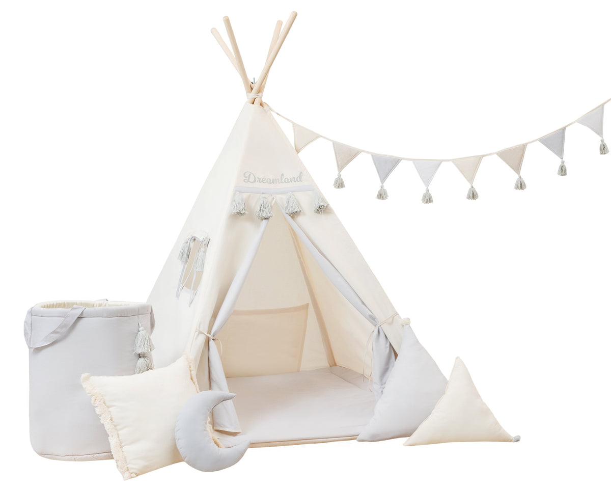Cream and Grey Teepee Tent | Teepee Cream | Kids Teepee | Teepee Tent for Kids | Baby Teepee Tent | Cream Tent | Kids Teepee Tent | Teepee Tent for Boys | Teepee Tent for Girls | Teepee |