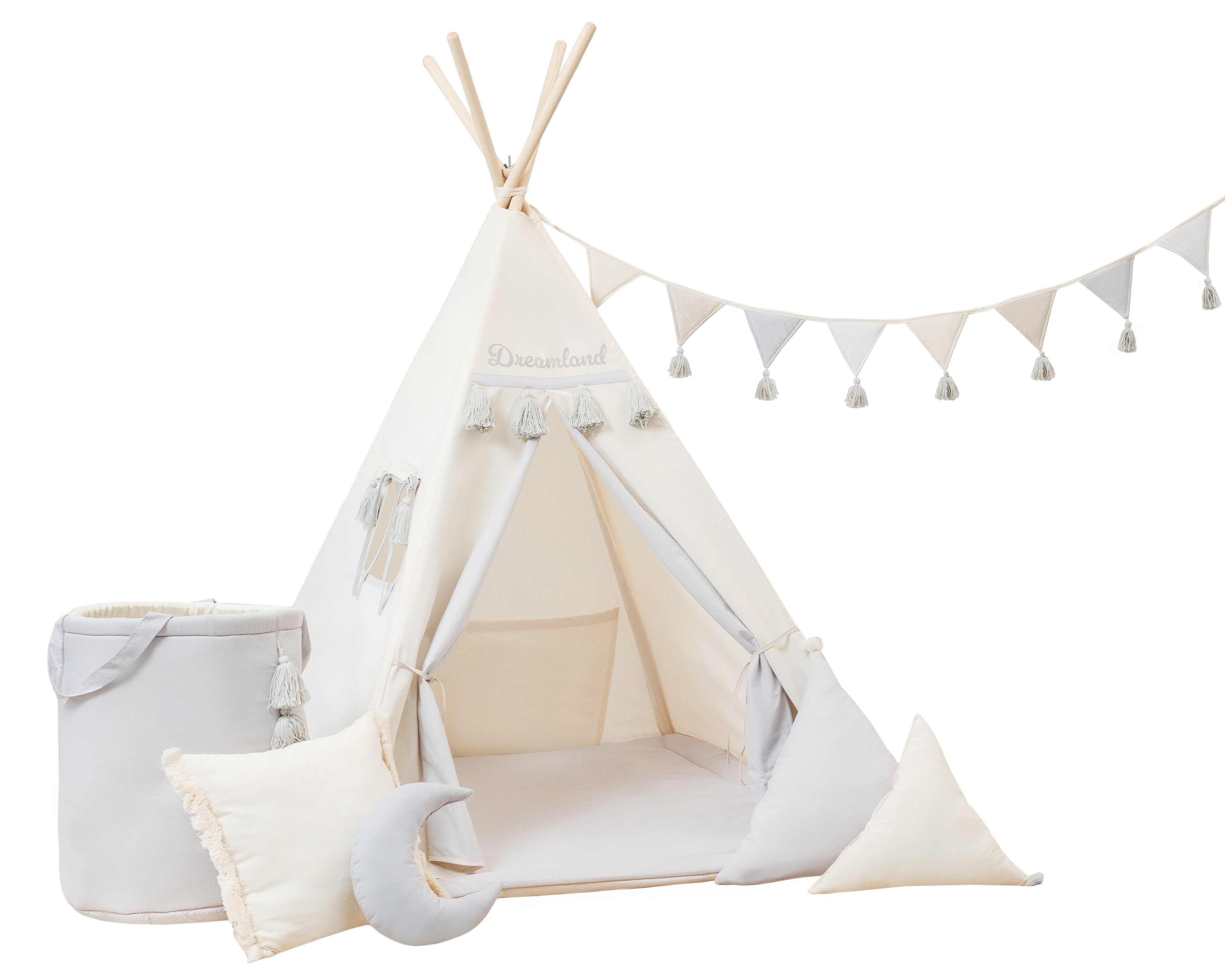 Cream and Grey Teepee Tent | Teepee Cream | Kids Teepee | Teepee Tent for Kids | Baby Teepee Tent | Cream Tent | Kids Teepee Tent | Teepee Tent for Boys | Teepee Tent for Girls | Teepee |