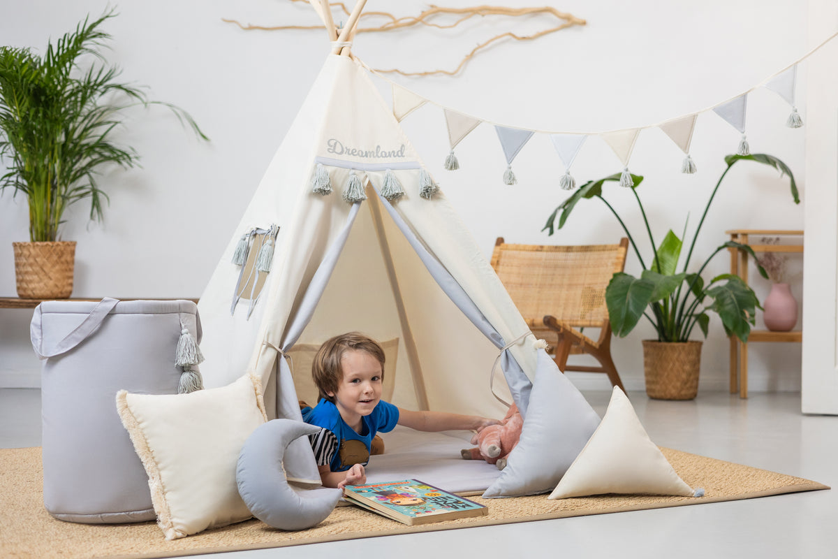 Cream and Grey Teepee Tent | Teepee Cream | Kids Teepee | Teepee Tent for Kids | Baby Teepee Tent | Cream Tent | Kids Teepee Tent | Teepee Tent for Boys | Teepee Tent for Girls | Teepee |