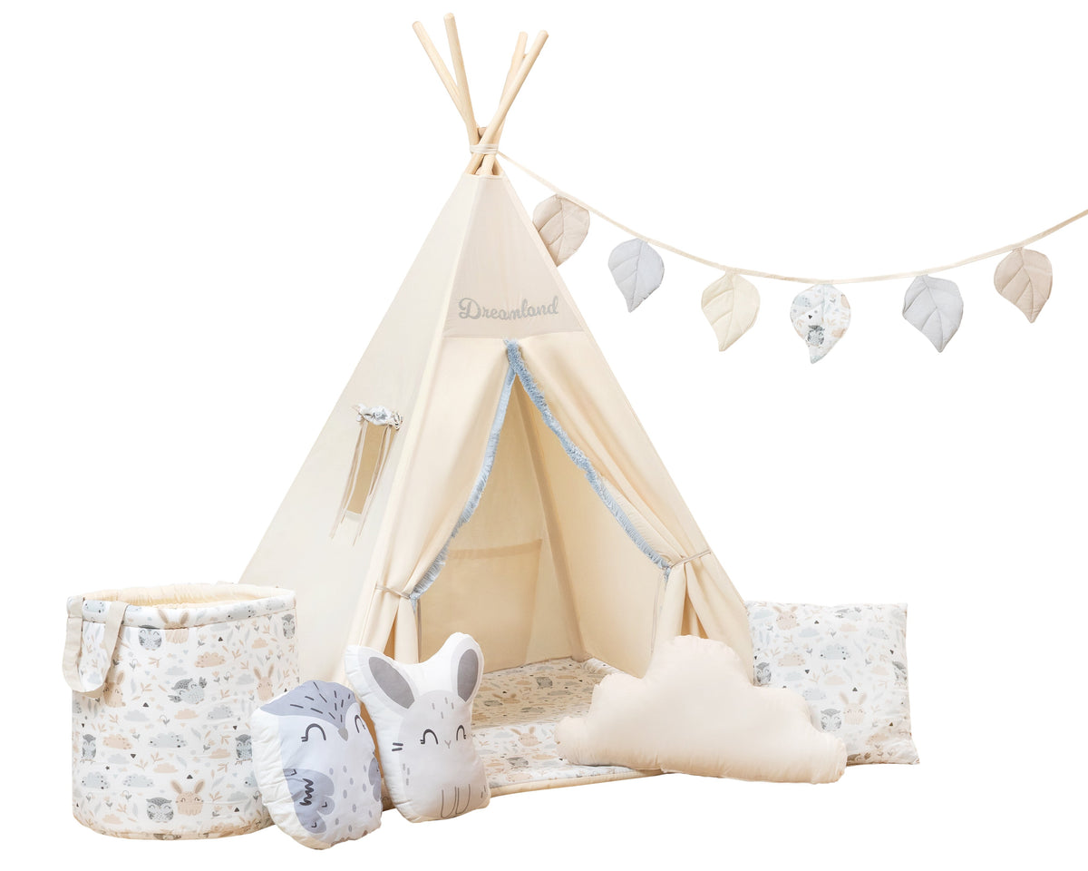 Kids Teepee | Teepee Tent for Kids | Grey & Cream Teepee Tent | Teepee Cream | Cream Teepee | Baby Teepee | Kids Teepee Tent | Teepees for Boys | Teepees for Girls |