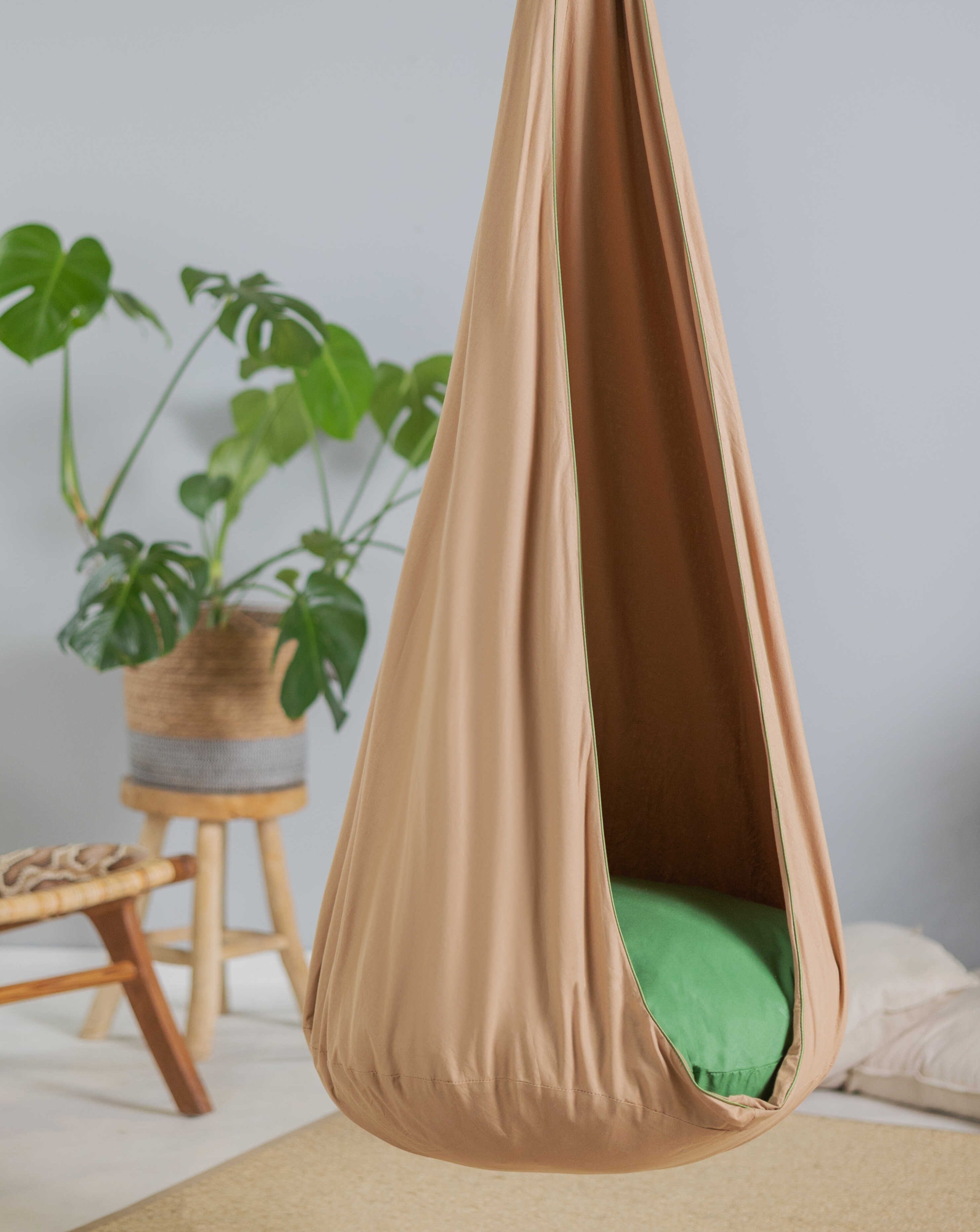 | brown cocoon swing | kids cocoon swing | hanging cocoon swings | indoor swing | kids hanging chair swing | brown cocoon swing for kids |
