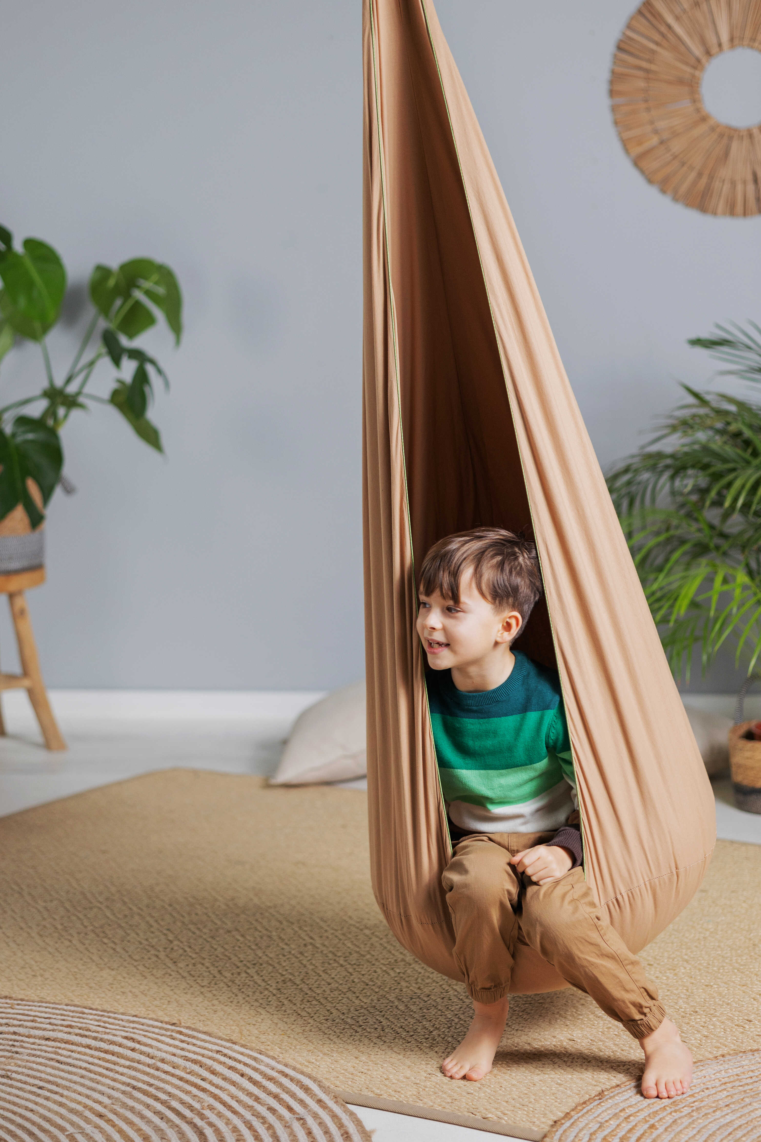 | brown cocoon swing | kids cocoon swing | hanging cocoon swings | indoor swing | kids hanging chair swing | brown cocoon swing for kids |