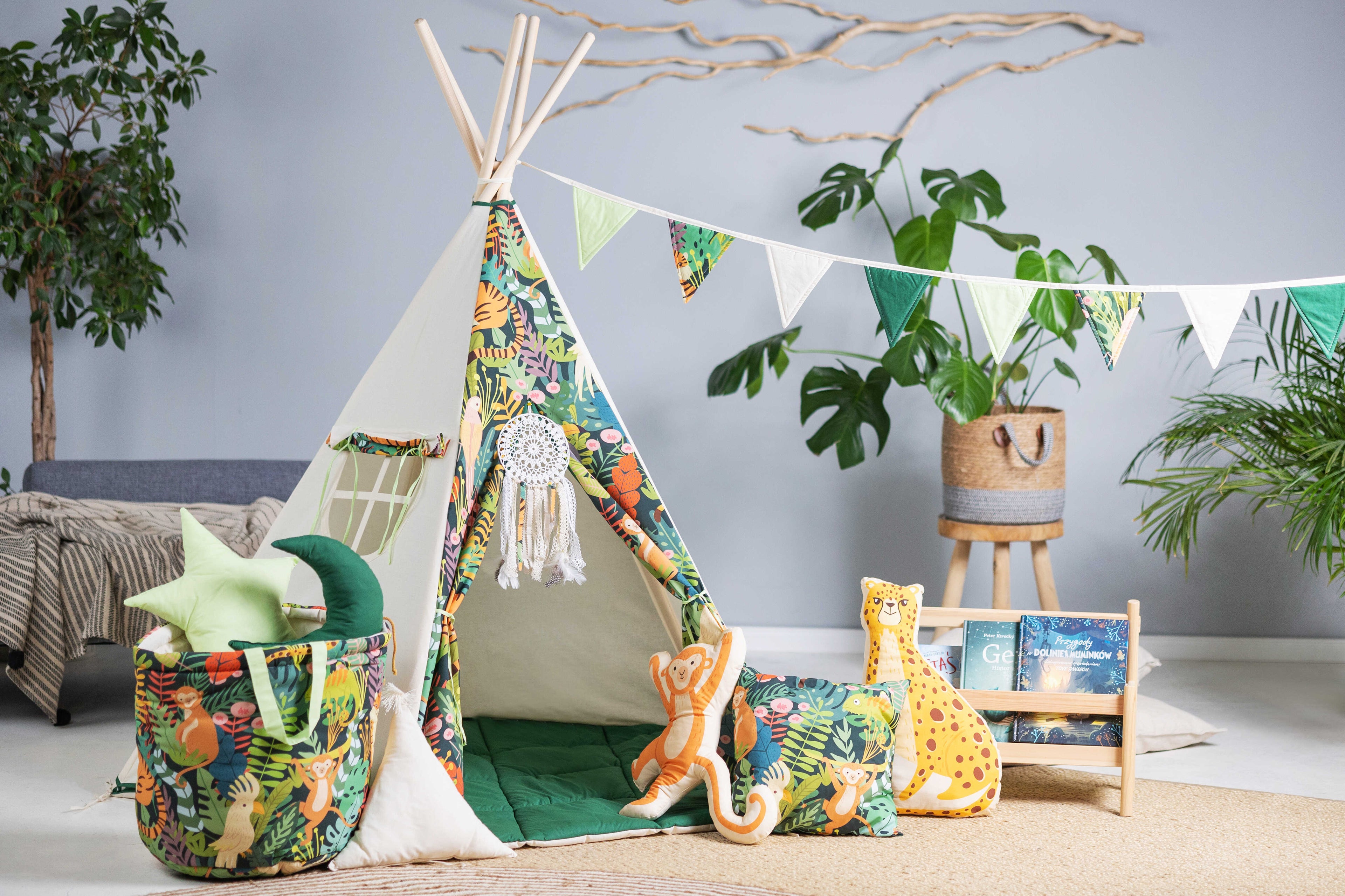 Jungle Teepee Tent | Teepee JUNGLE | Kids Teepee | Teepee Tent for Kids | Teepee Tent for Babies & Toddlers | Jungle Tent | Kids Teepee Tent | Teepee Tent for Boys & Girls |
