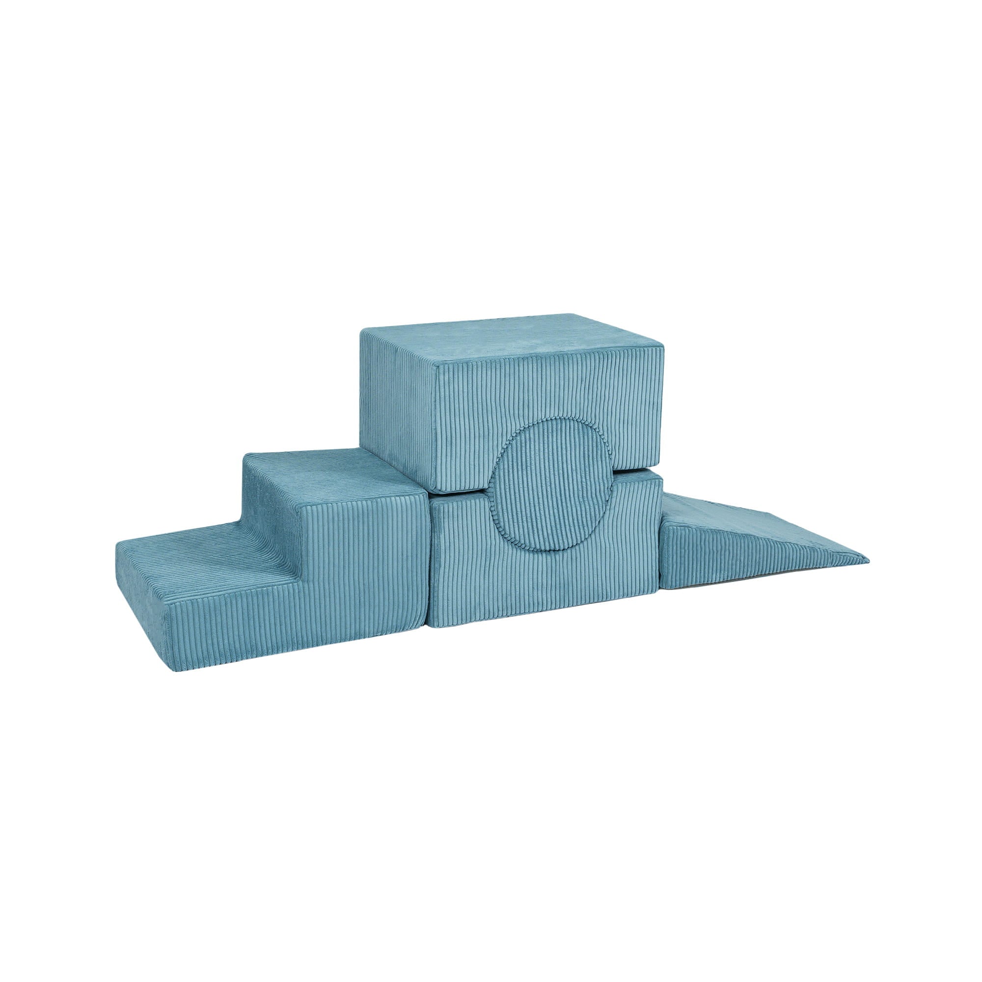 MeowBaby® Aesthetic Shape Set Turquoise Corduroy 5 elements | Corduroy Soft Play shape set | turquoise soft play shape set MeowBaby |