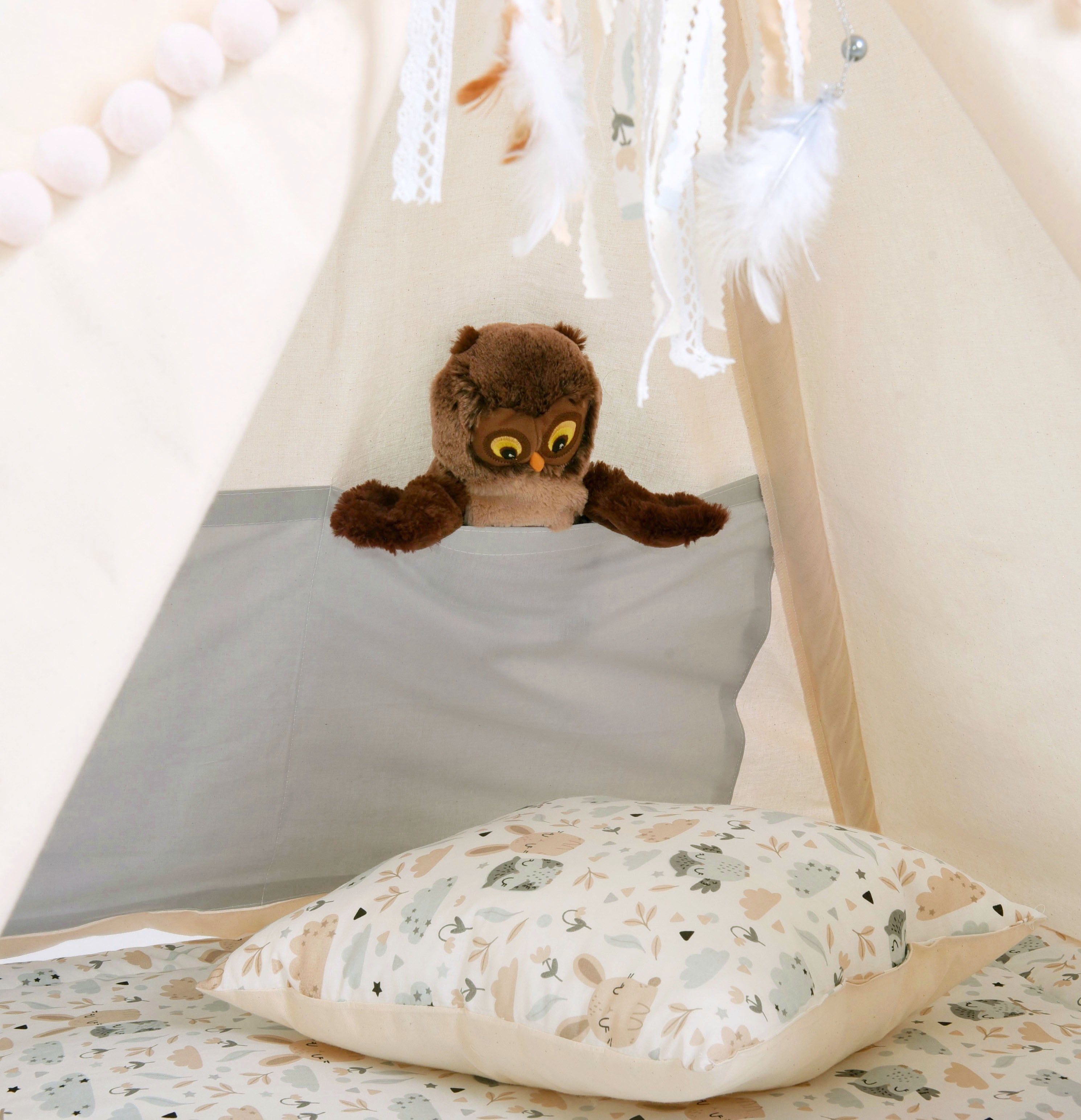 Kids Tipi Tent - Bunnies & Owls