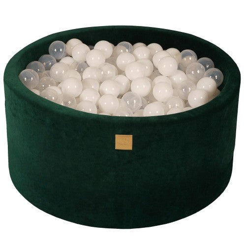 MeowBaby® VELVET Dark Green Ball Pit + 300 Balls - 90x40cm