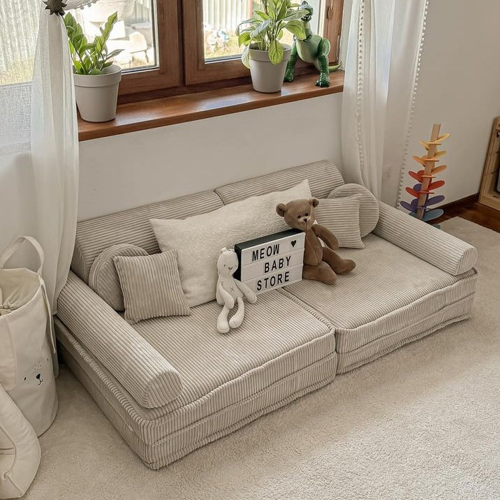cream corduroy play sofa | cream/ecru corduroy Play Sofa | Play Sofa Kids cream corduroy | MeowBaby cream/ecru corduroy soft play sofa |