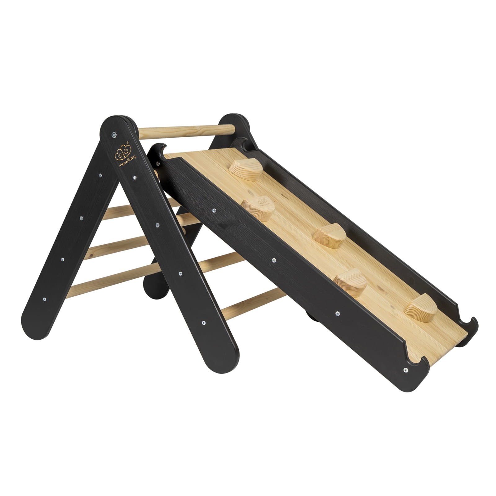 Wooden Climbing Triangle for Kids with Slide 2 in 1