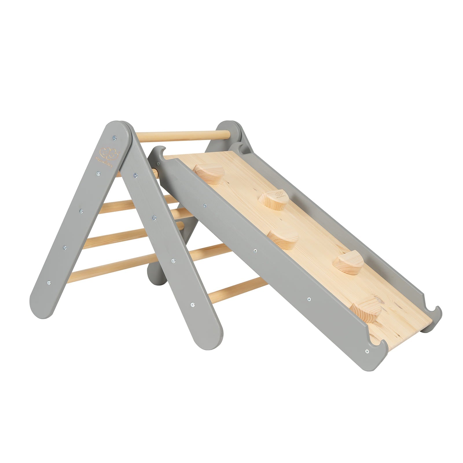Wooden Climbing Triangle for Kids with Slide 2 in 1