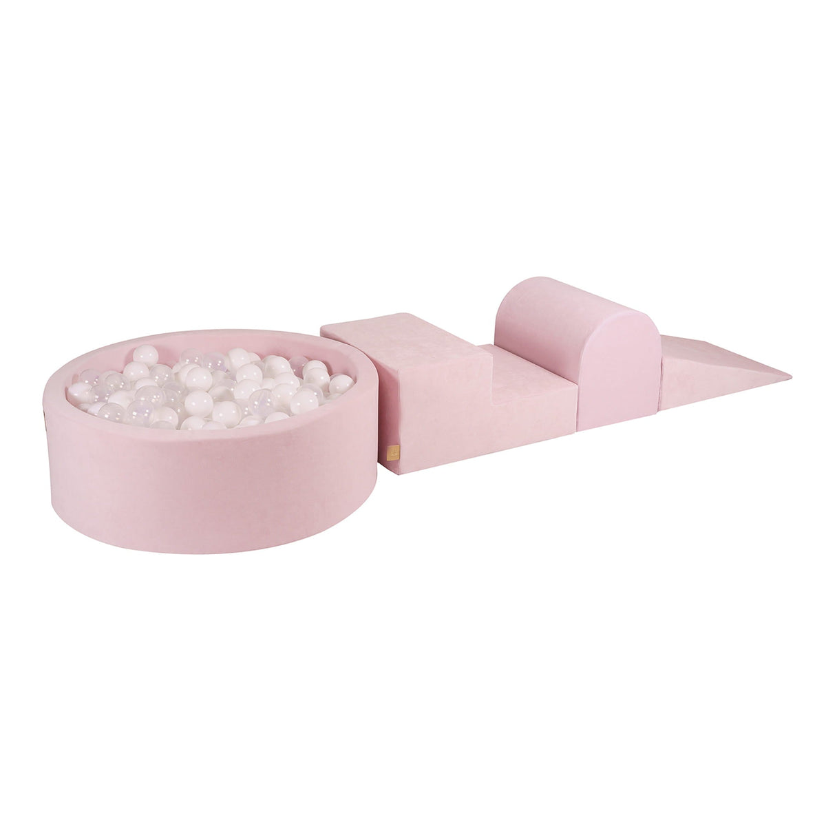 Pink Velvet Soft Play Set + Ball Pit + Balls | MeowBaby® Foam climbing blocks for toddlers Pink Velvet 3 elements with Round Ball Pit + Balls |
