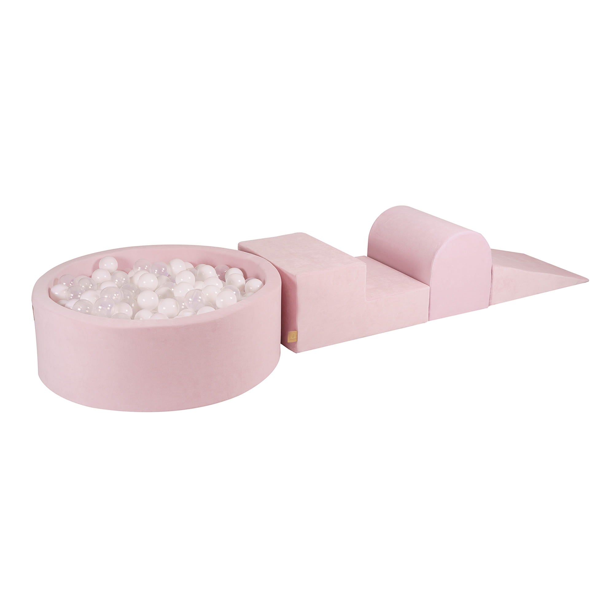 Pink Velvet Soft Play Set + Ball Pit + Balls | MeowBaby® Foam climbing blocks for toddlers Pink Velvet 3 elements with Round Ball Pit + Balls |