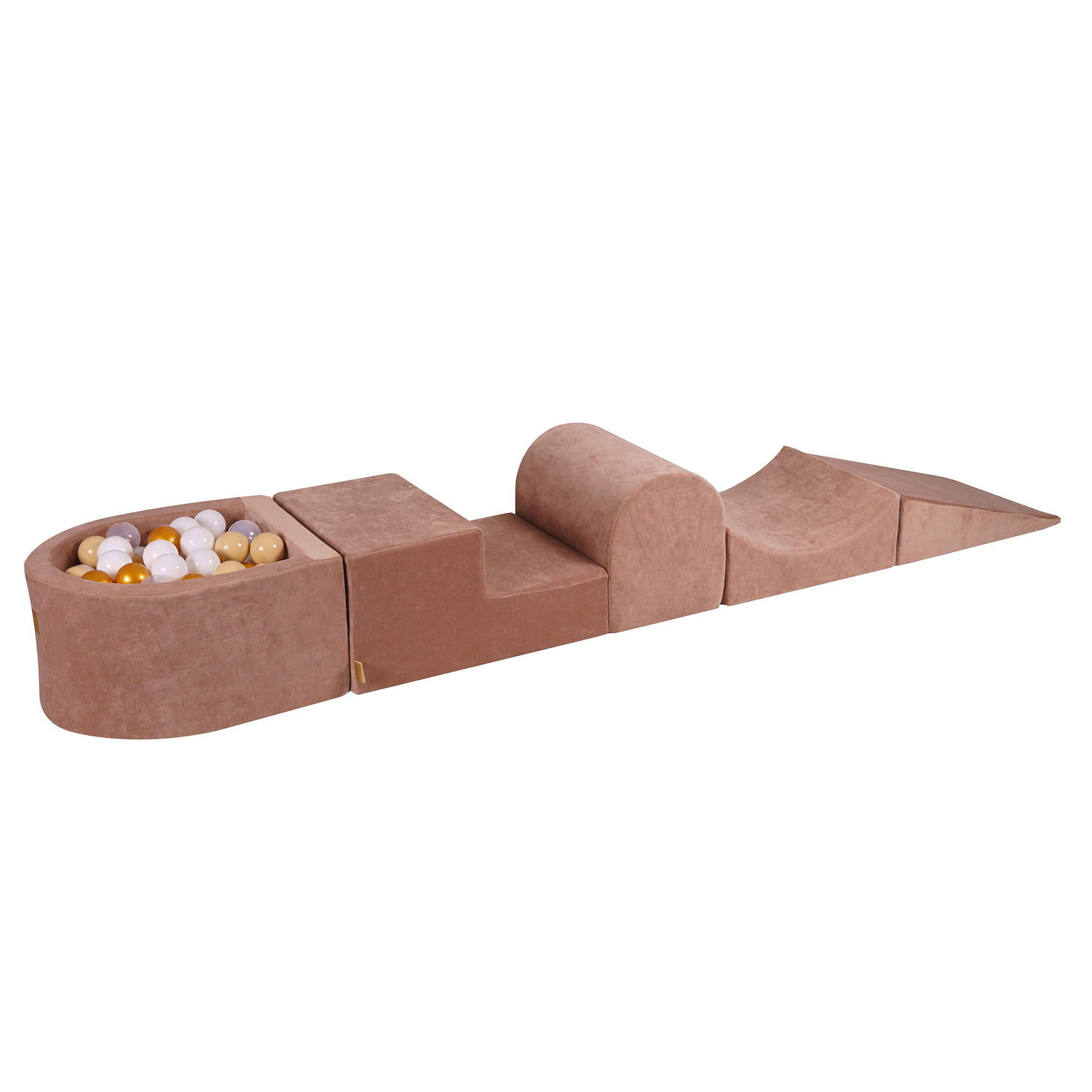 Beige Soft Play Set + Ball Pit + Balls | Beige Foam Soft Play Set with Climbing Blocks and Ball Pit | Foam Playset with Small Ball Pit Playground for Children |