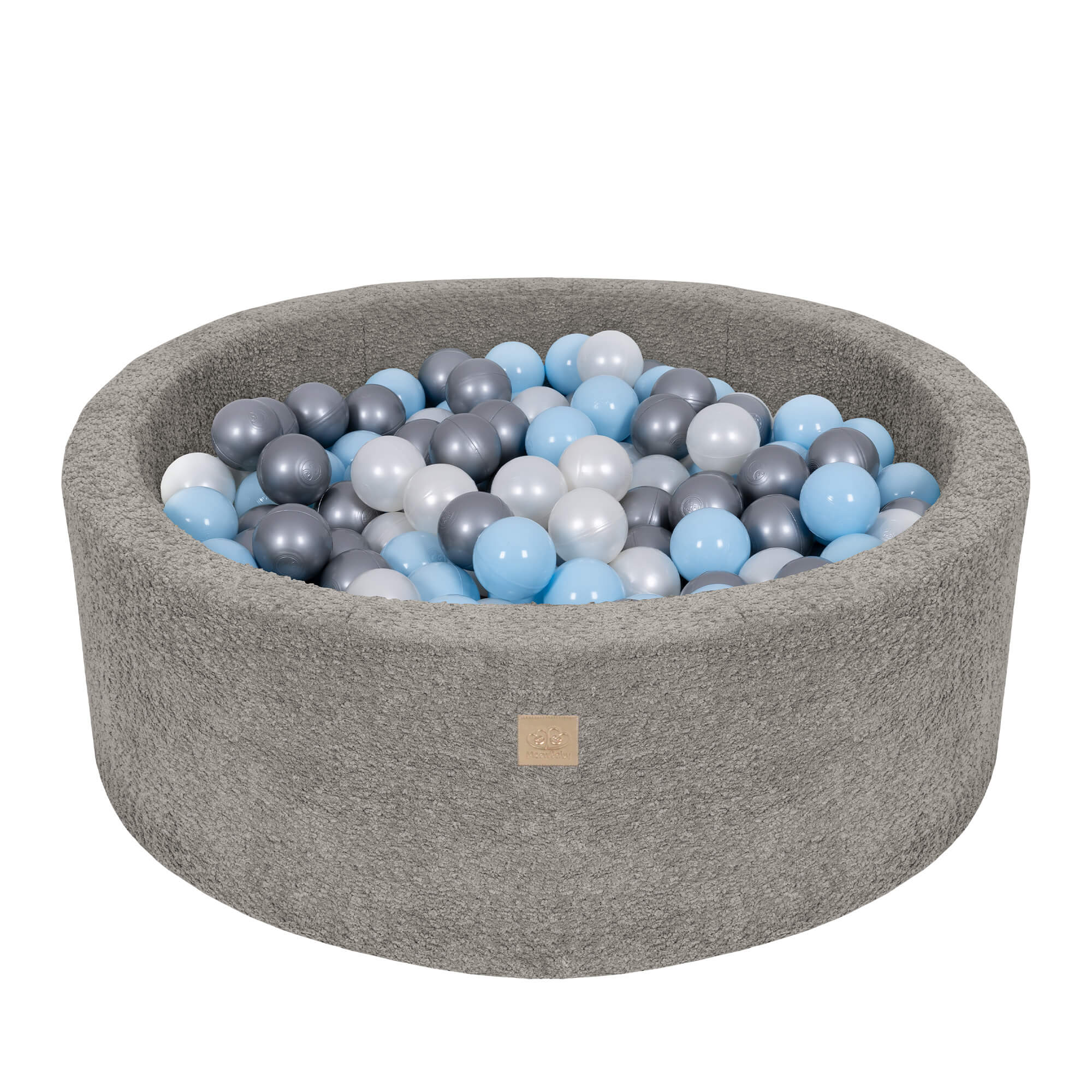Meowbaby Boucle Baby Ball Pit Tan Beige 200 balls: White Pearl, Babyblue, Silver