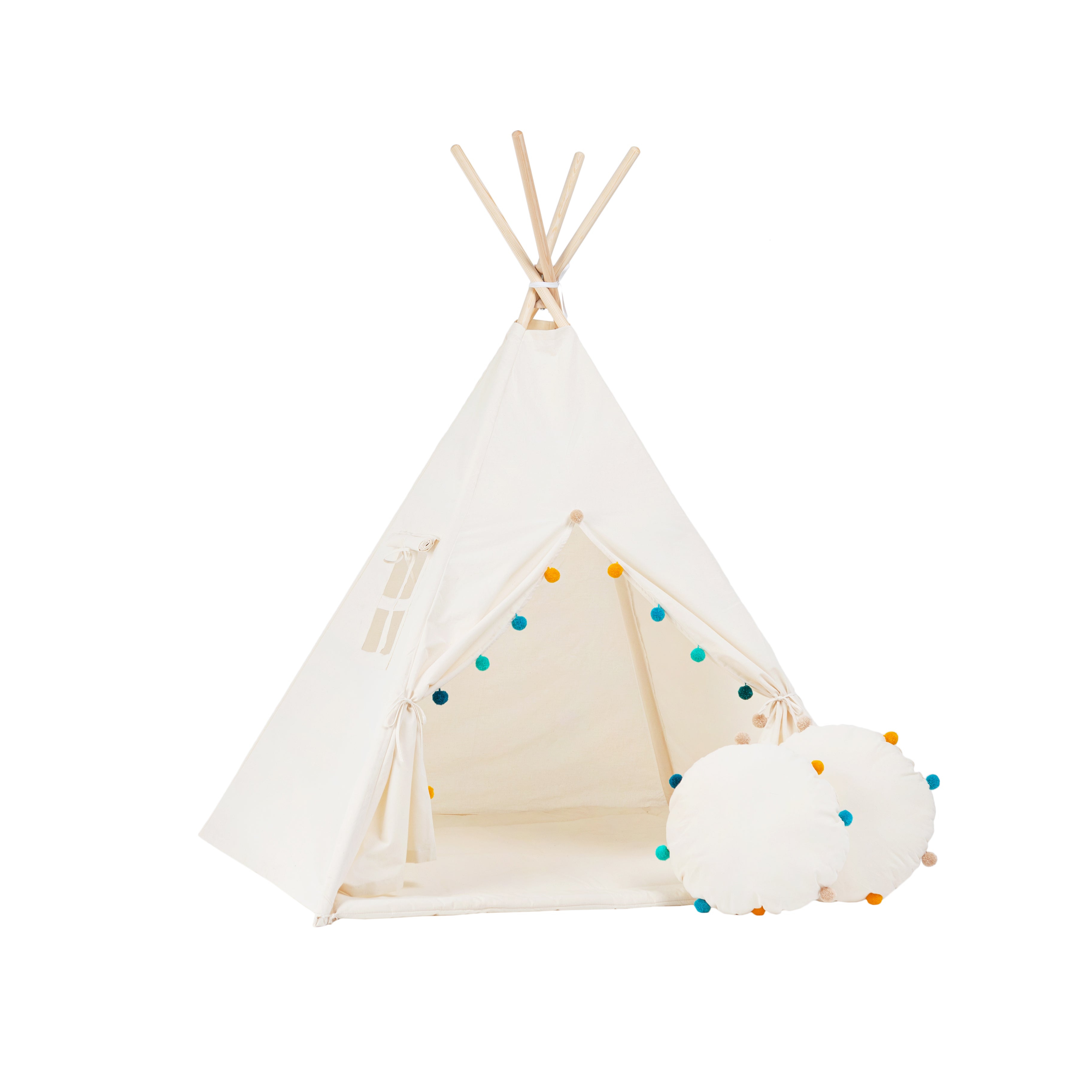 Teepee Tent with Pom-Poms | Teepee | Kids Teepee | Teepee Tent for Kids | Kids Teepee Tent | Teepee Tent for Babies & Toddlers | Kids Tent | Teepee Tent for Boys & Girls |
