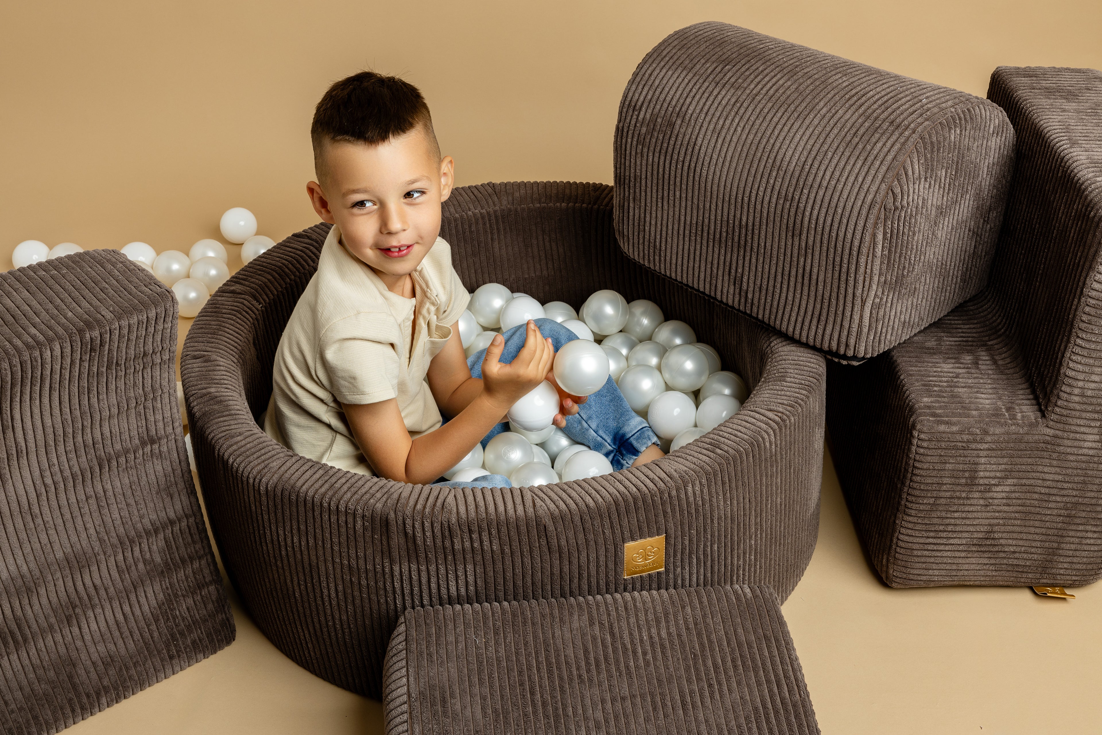 Baby soft play set | foam climbing blocks | Corduroy Soft Play | soft play equipment | soft play | foam soft play blocks for toddlers | foam soft play set | modular soft play set | MeowBaby Brown Corduroy Foam climbing blocks for toddlers |