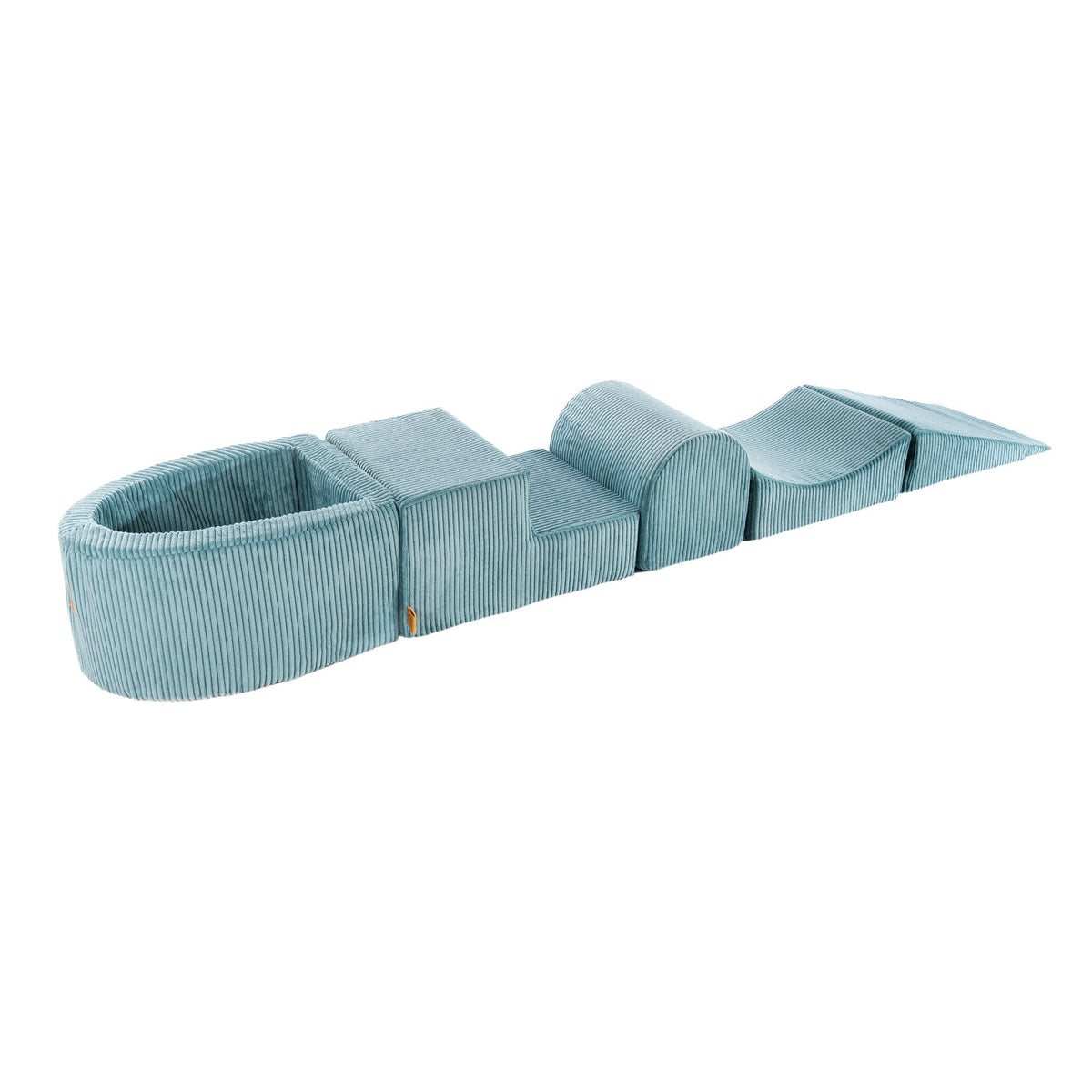 Turquoise Corduroy Soft Play Set + Ball Pit + Balls | Turquoise Corduroy Foam Soft Play Set with Climbing Blocks and Ball Pit | Turquoise Corduroy Foam Playset with Small Ball Pit Playground for Children |
