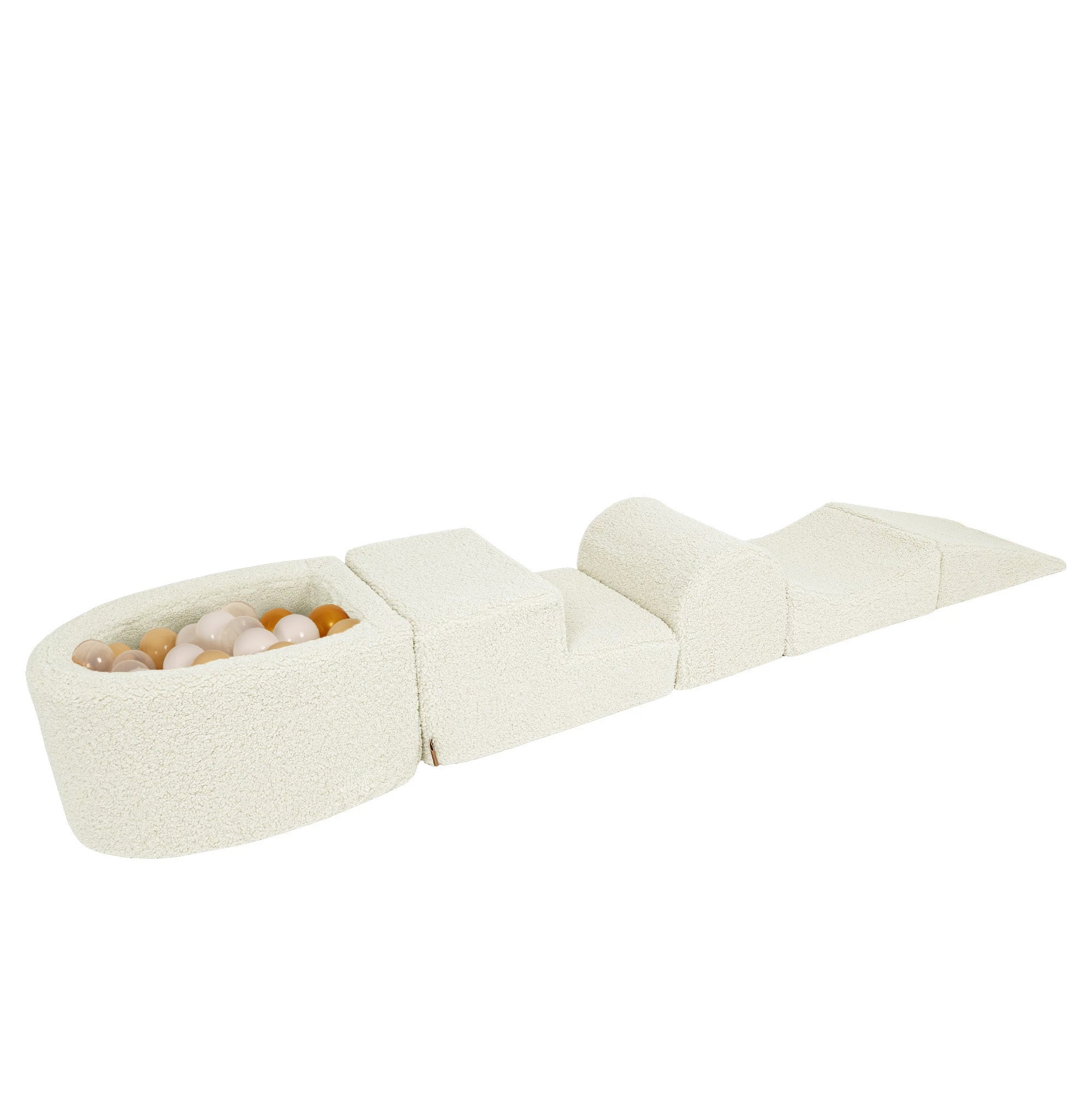 Meowbaby Cream Bearly Foam Playground | meowbaby soft play set with mini ball pit | soft play climbing blocks | cream soft play for babies |