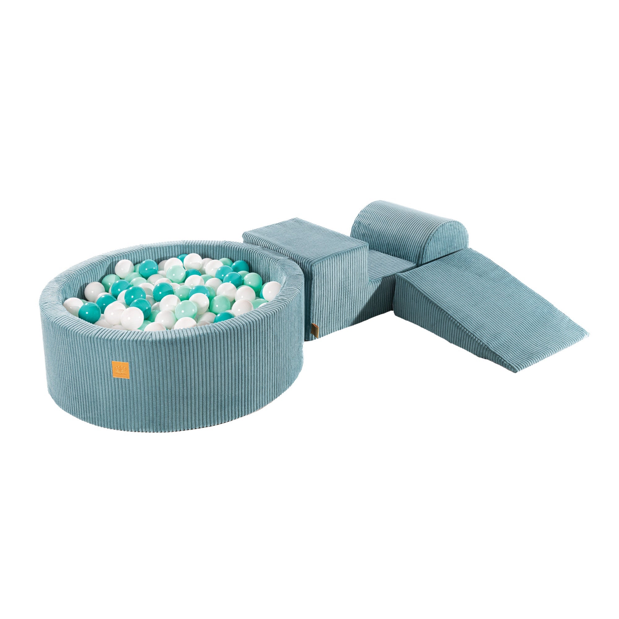 Baby soft play set | foam climbing blocks | Corduroy Soft Play | soft play equipment | soft play | foam soft play blocks for toddlers | foam soft play set | modular soft play set | MeowBaby Turquoise Corduroy Foam climbing blocks for toddlers |
