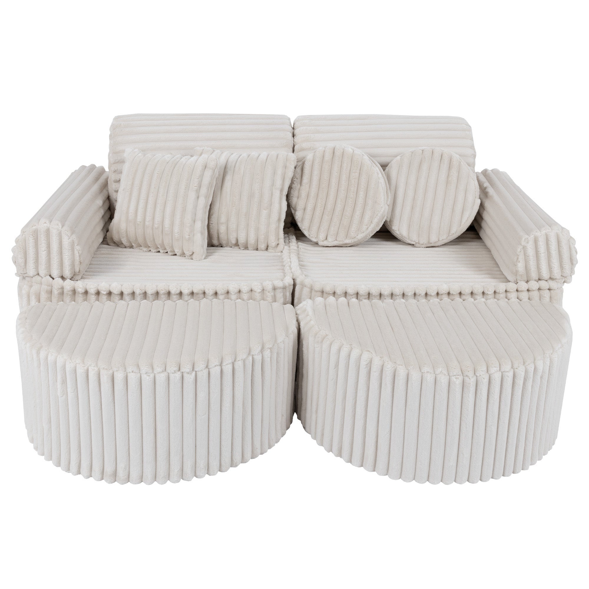 MeowBaby Churros Play Sofa White | Kids Play Sofa | Play Couch | Corduroy Soft Play Sofa | Modular Sofa for Kids |