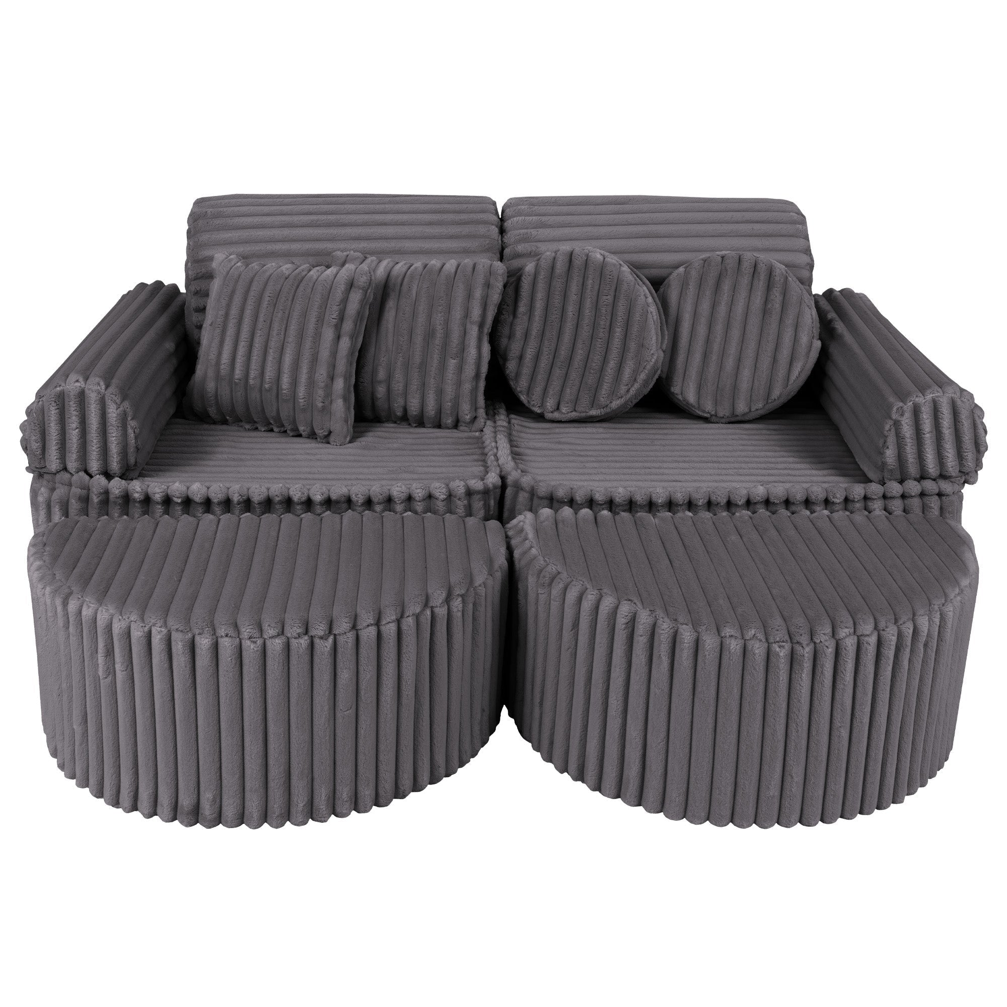 MeowBaby Churros Play Sofa Jurassic Grey | Kids Play Sofa | Play Couch | Corduroy Soft Play Sofa | Modular Sofa for Kids |