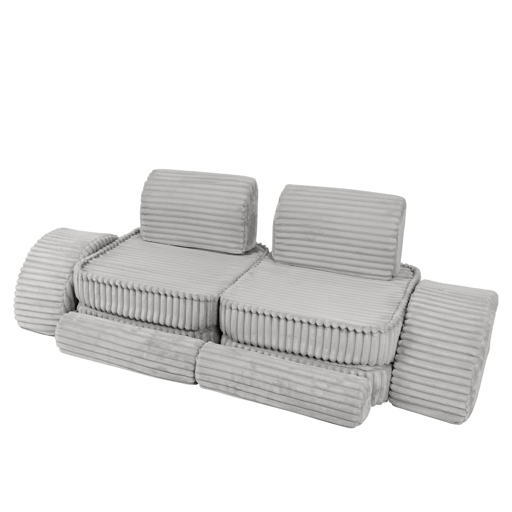 MeowBaby Churros Play Sofa Grey | Kids Play Sofa | Play Couch | Corduroy Soft Play Sofa | Modular Sofa for Kids |
