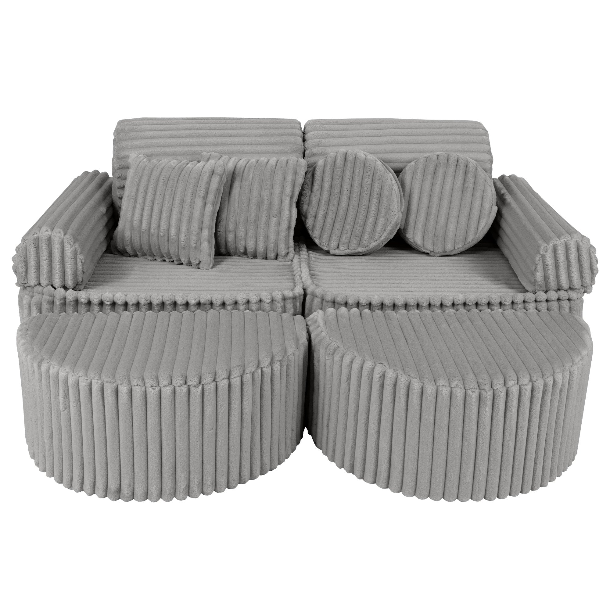 MeowBaby Churros Play Sofa Grey | Kids Play Sofa | Play Couch | Corduroy Soft Play Sofa | Modular Sofa for Kids |