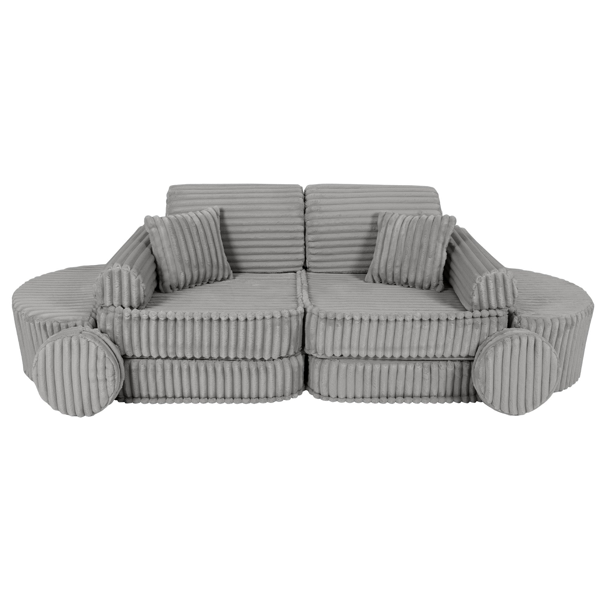 MeowBaby Churros Play Sofa Grey | Kids Play Sofa | Play Couch | Corduroy Soft Play Sofa | Modular Sofa for Kids |