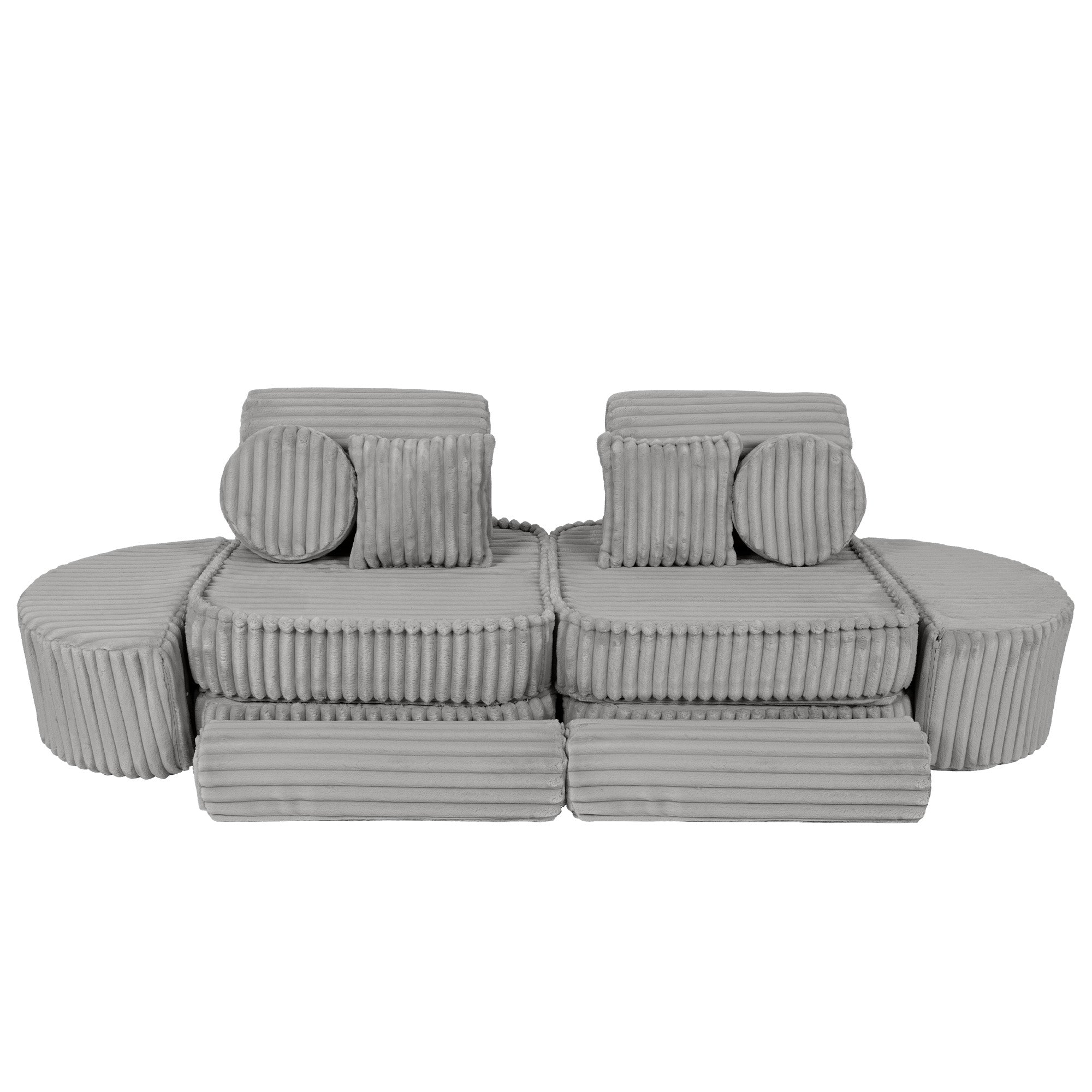 MeowBaby Churros Play Sofa Grey | Kids Play Sofa | Play Couch | Corduroy Soft Play Sofa | Modular Sofa for Kids |