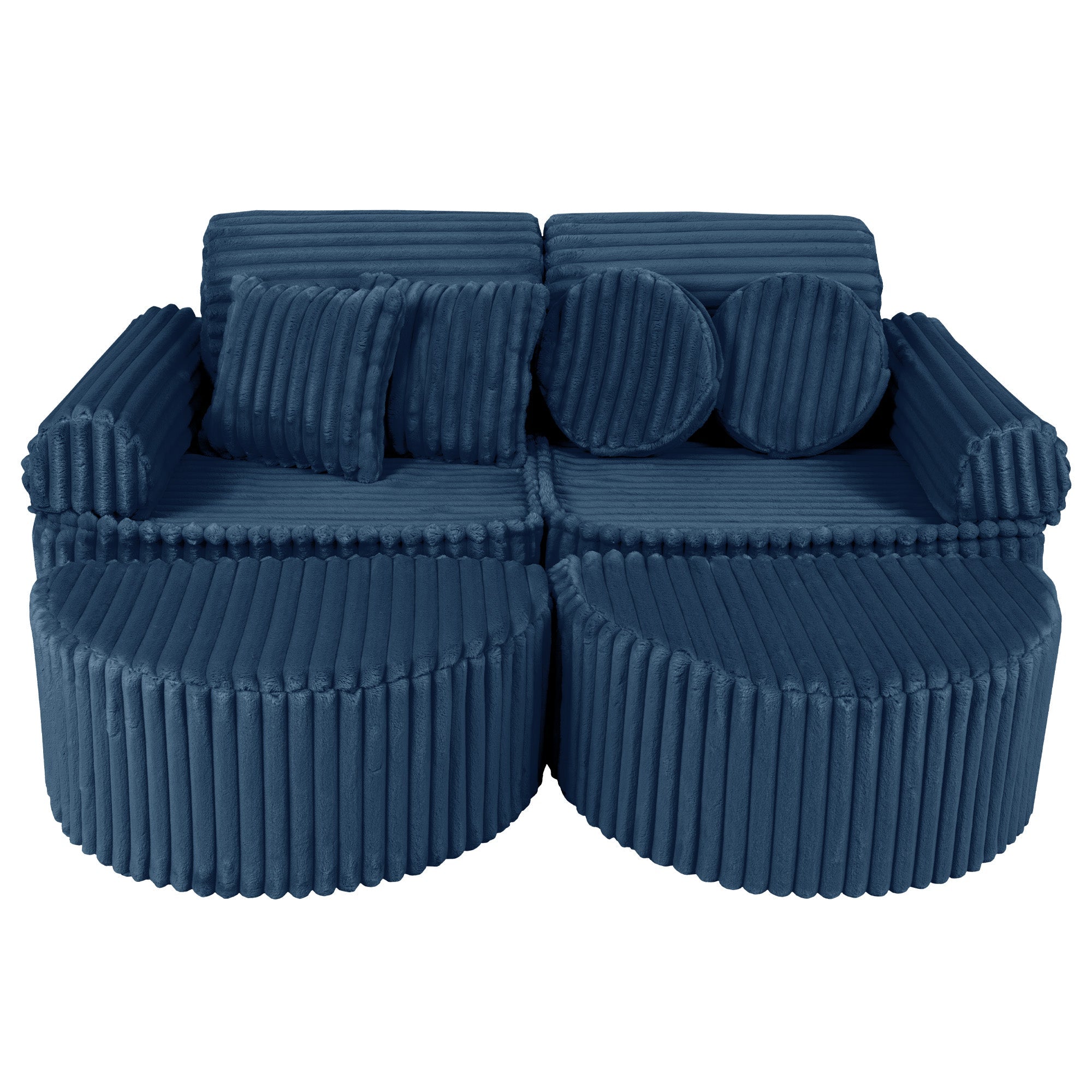 MeowBaby Churros Play Sofa Blue | Kids Play Sofa | Play Couch | Corduroy Soft Play Sofa | Modular Sofa for Kids |
