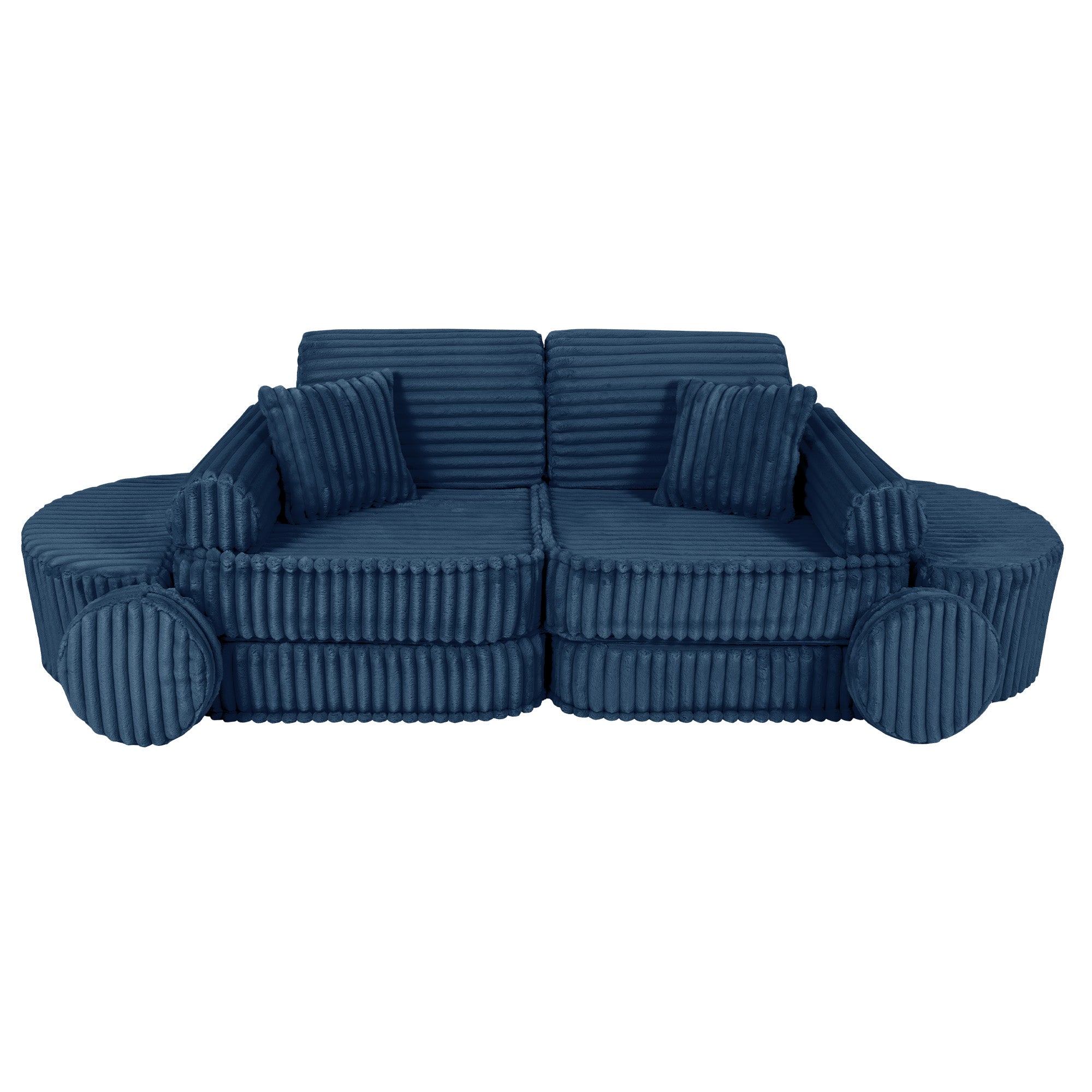 MeowBaby Churros Play Sofa Blue | Kids Play Sofa | Play Couch | Corduroy Soft Play Sofa | Modular Sofa for Kids |