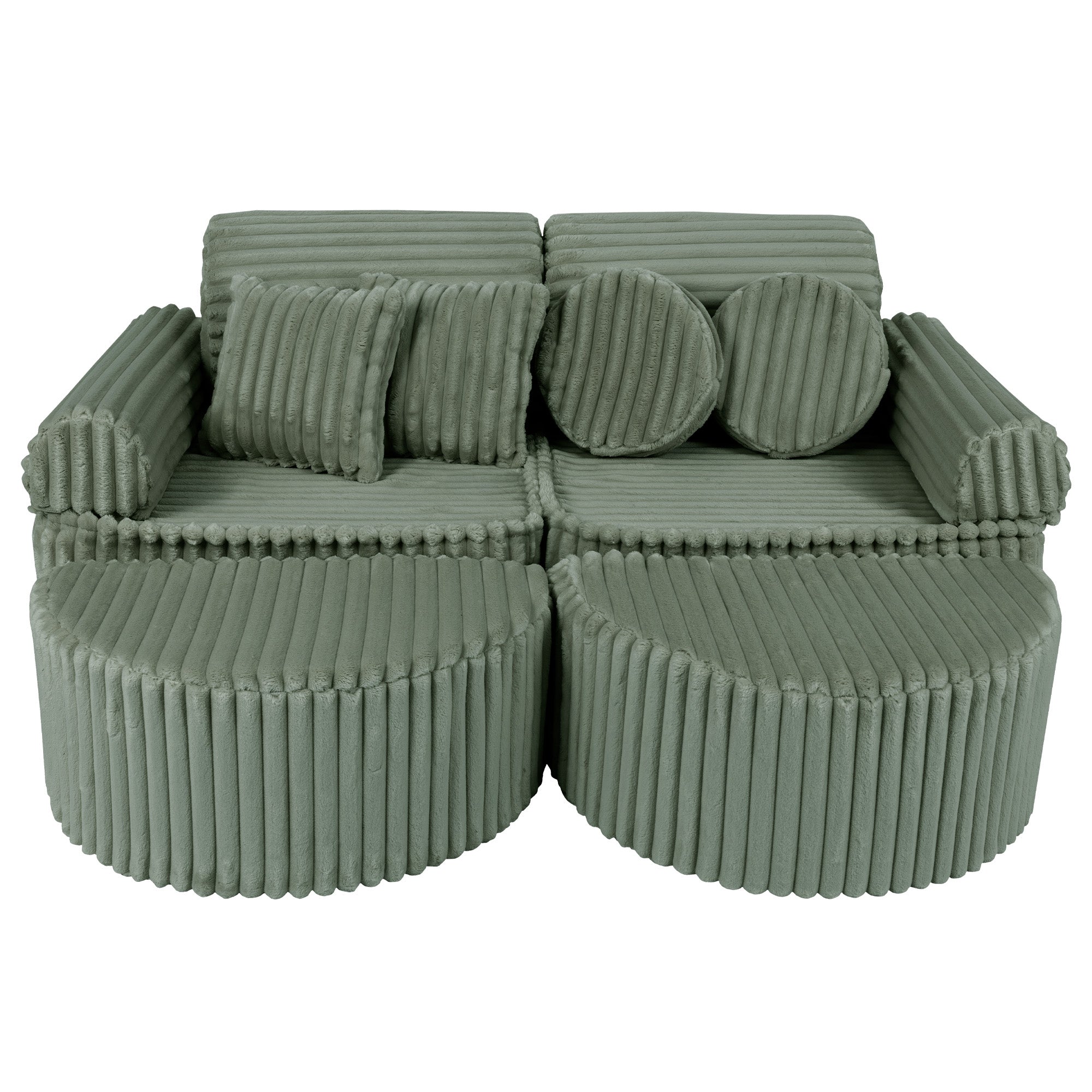 MeowBaby Churros Play Sofa Green | Kids Play Sofa | Play Couch | Corduroy Soft Play Sofa | Modular Sofa for Kids |