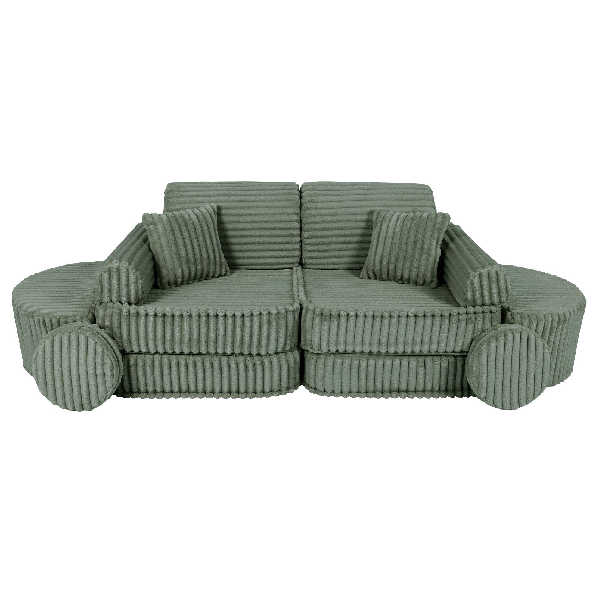 MeowBaby Churros Play Sofa Green | Kids Play Sofa | Play Couch | Corduroy Soft Play Sofa | Modular Sofa for Kids |