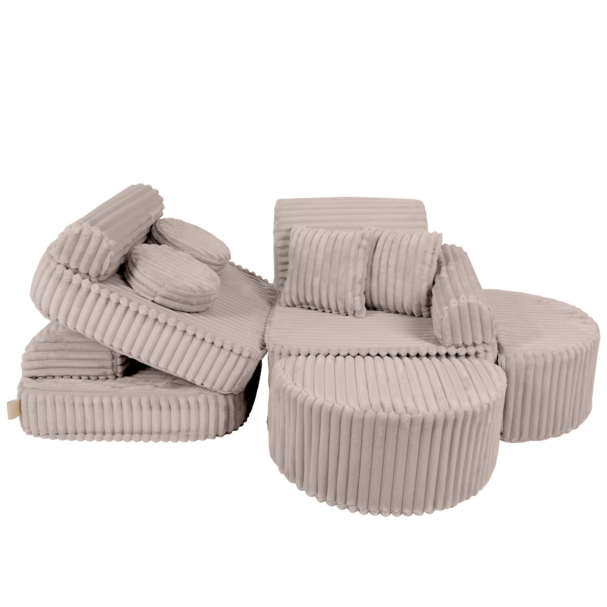 MeowBaby Churros Play Sofa Beige | Kids Play Sofa | Play Couch | Corduroy Soft Play Sofa | Modular Sofa for Kids |