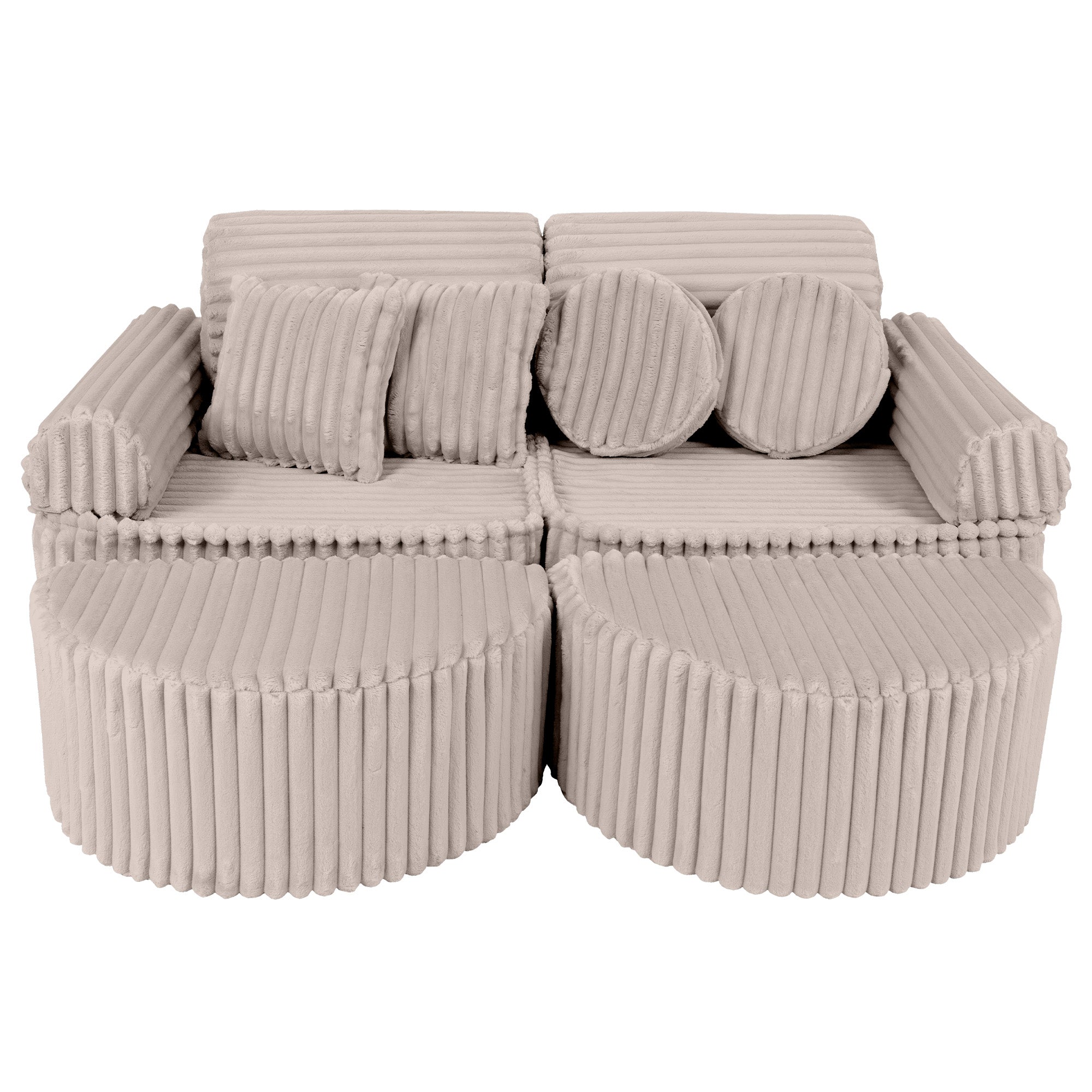 MeowBaby Churros Play Sofa Beige | Kids Play Sofa | Play Couch | Corduroy Soft Play Sofa | Modular Sofa for Kids |