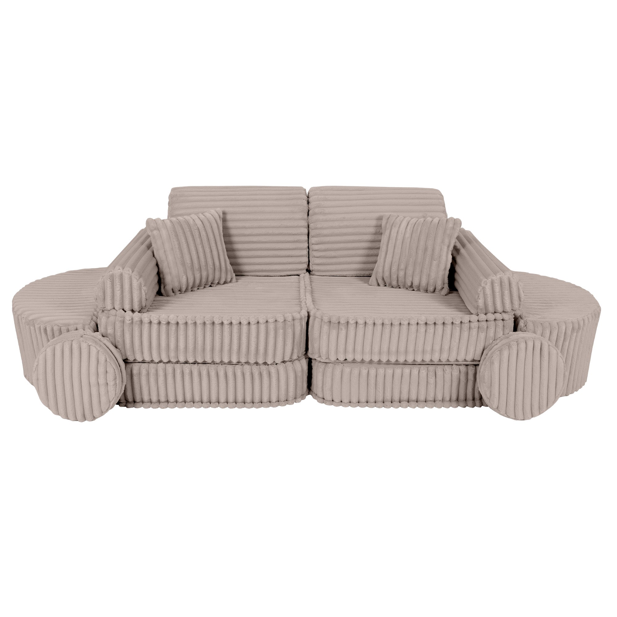 MeowBaby Churros Play Sofa Beige | Kids Play Sofa | Play Couch | Corduroy Soft Play Sofa | Modular Sofa for Kids |